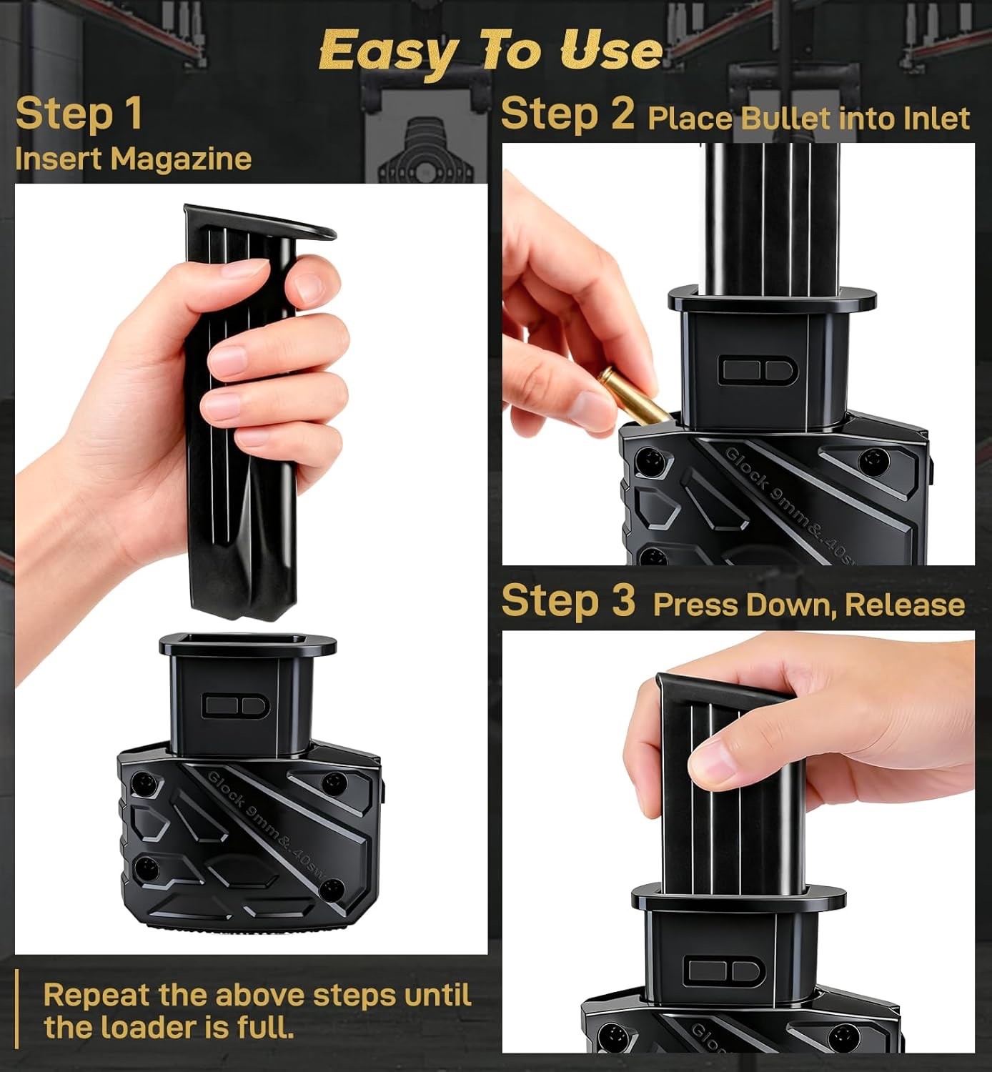 Tactical Systems Magazine Speed Loader for Glock 9mm 40 SW and More CAM Gen II
