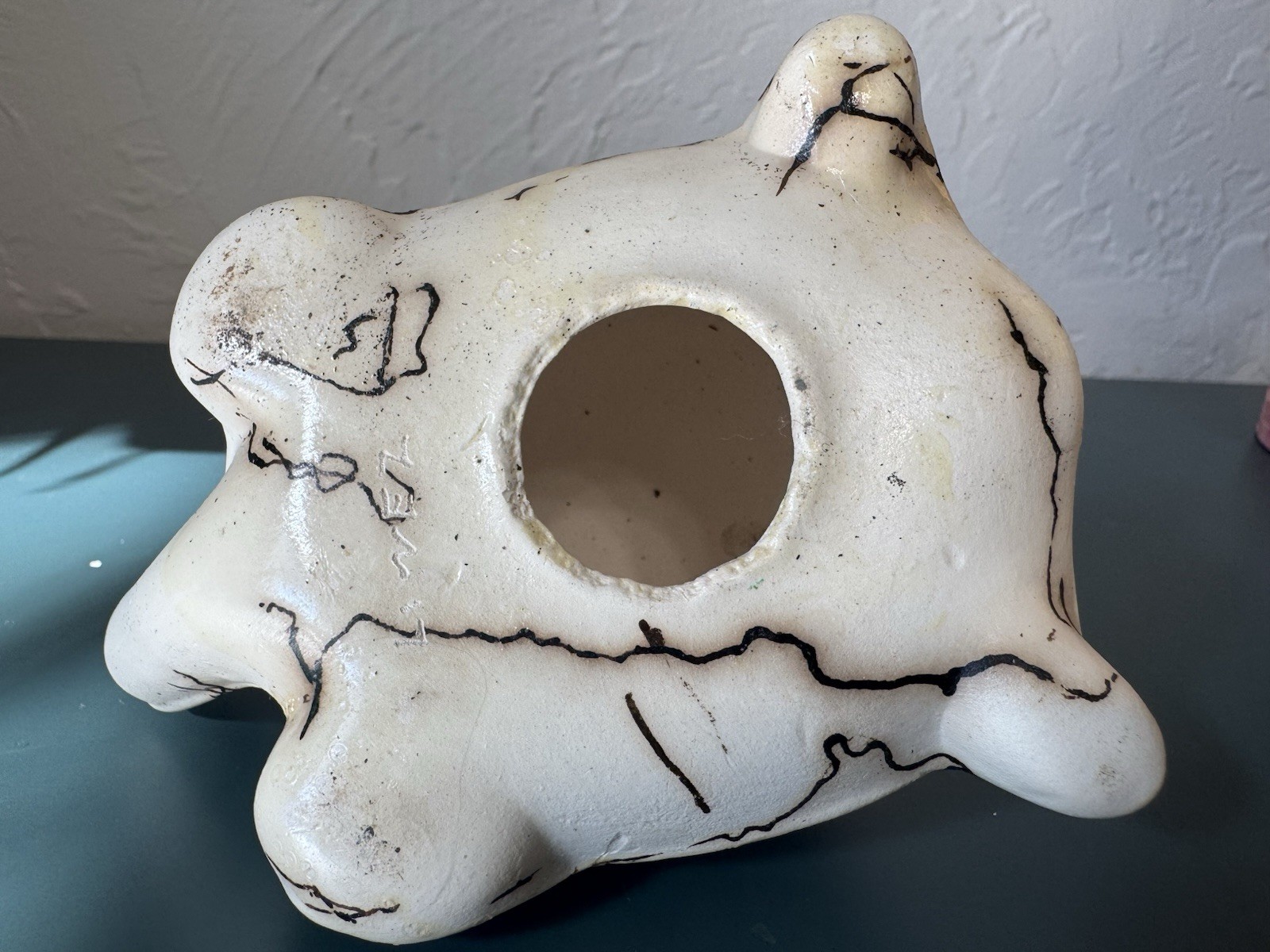 RARE Navajo Horse Hair Pottery, tortoise Navajo Figurine, Signed “LIWEZ”