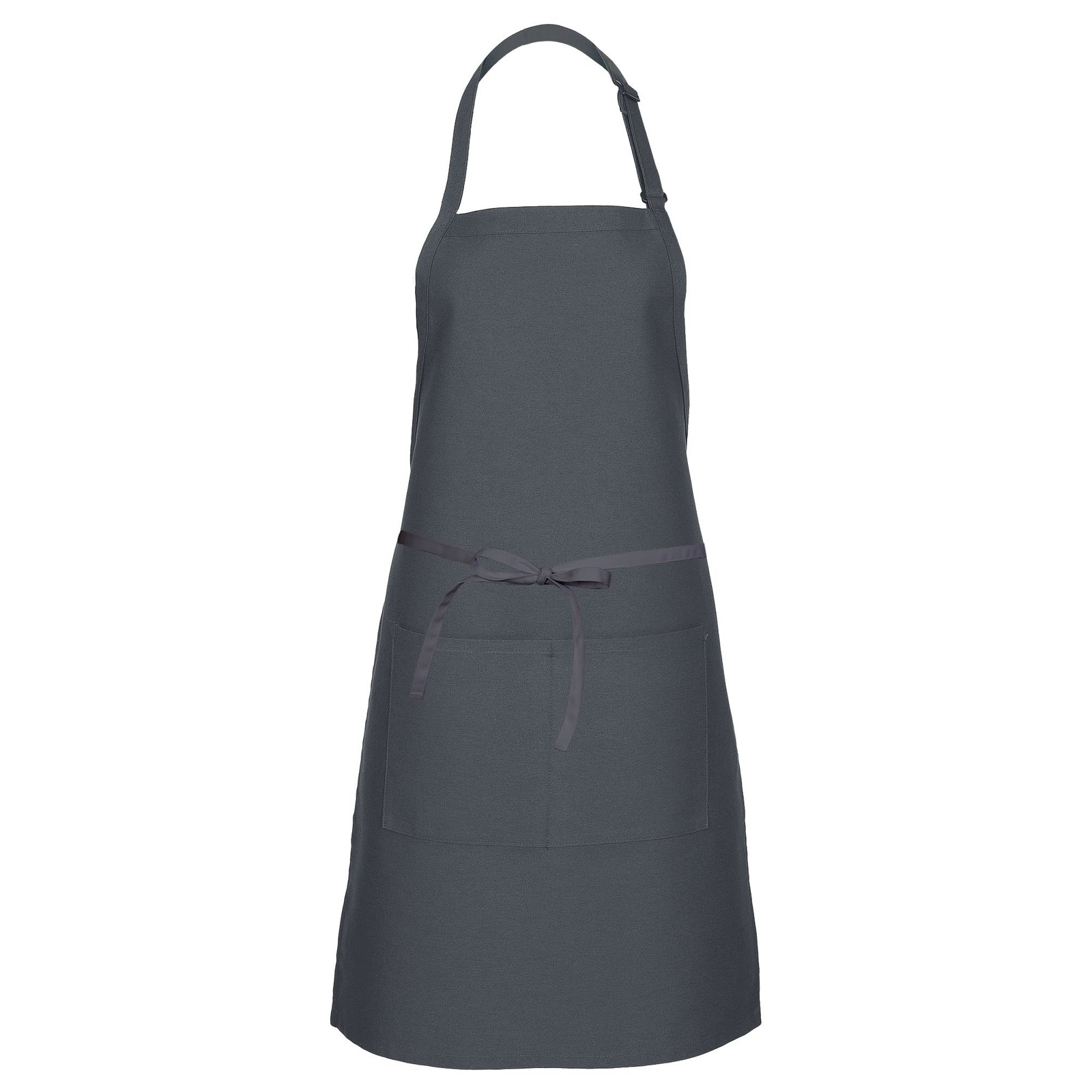 Fame Adult's Long Butcher Bib Apron One Size Charcoal Pinstripe