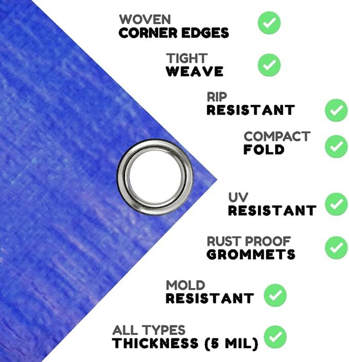 COMFITWEAR Super Heavy Duty Tarp Cover Reinforced Grommet Multi-Use Pool Cover