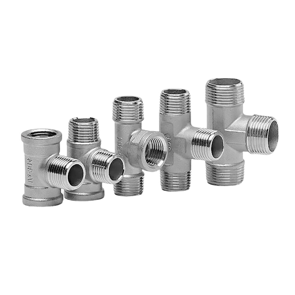 Stainless Pipe Fitting Tee Connector T-Shape Female Male Thread 1/2" 3/4" 1" 2"