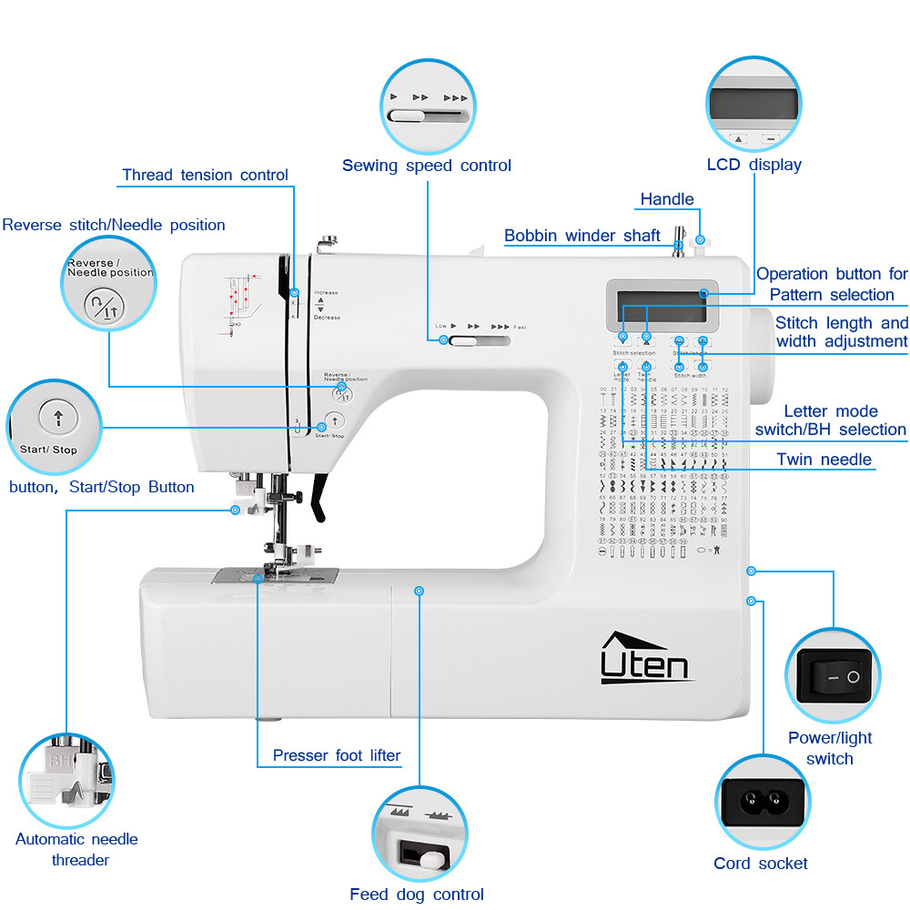 Electronic Sewing Machine Computerized Embroidery Sewing Machine White