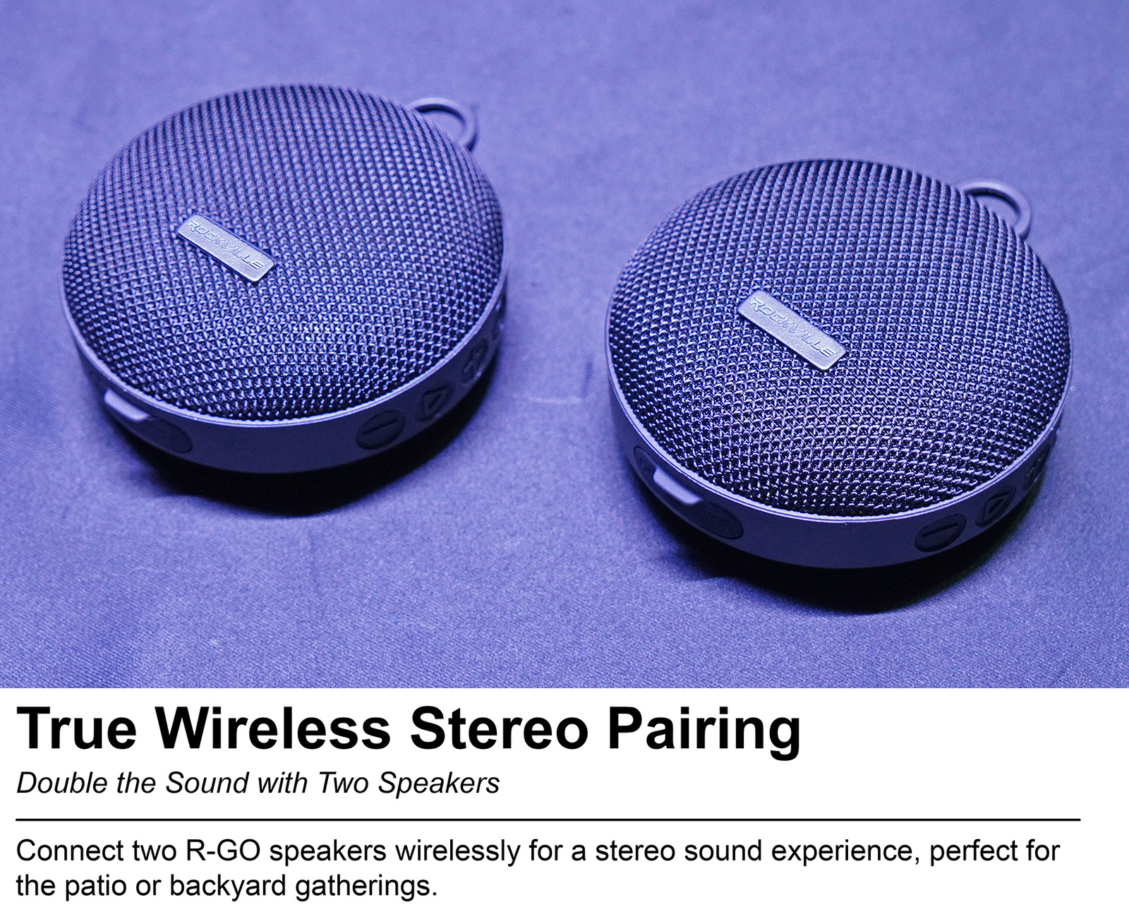 2 Rockville R-GO Wireless Link Waterproof Portable Bluetooth Speakers+Bike Mount