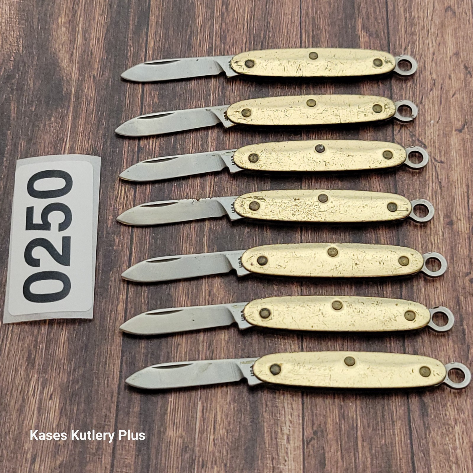 X1 Vintage Mini Keychain Folding Pocket Knife USA Gold Colored Handle CS