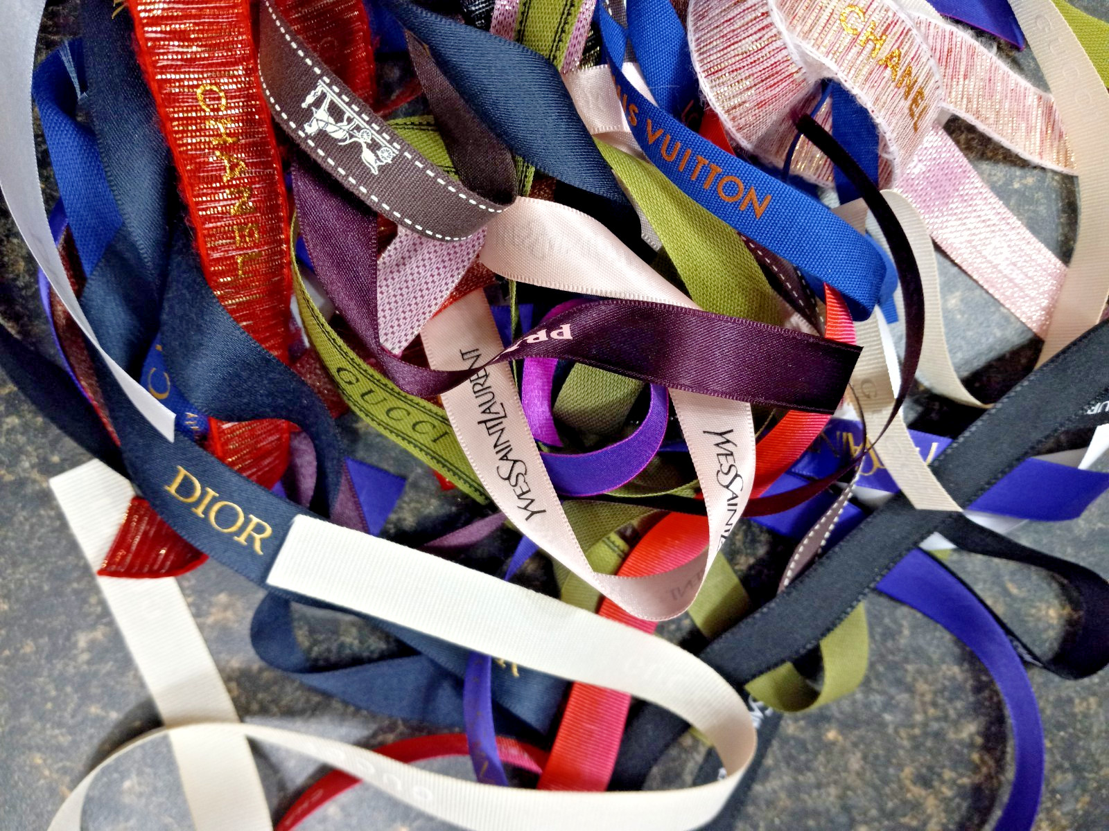 5 YARDS Designer Ribbon "SCRAPS" , DIOR, CHANEL, YSL, GUCCi, PRADA, HERMES, LV