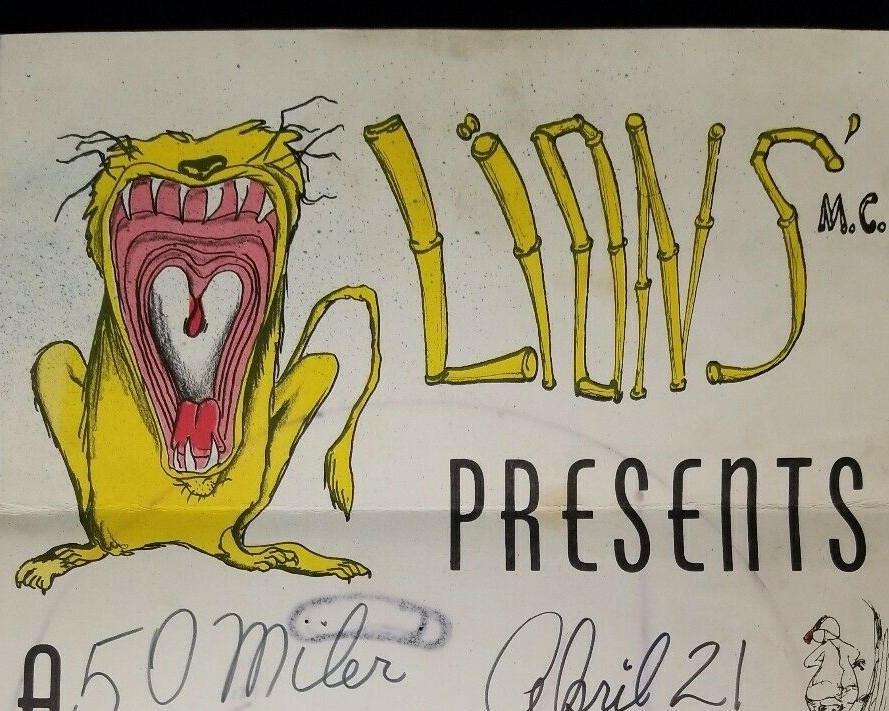 1966 Motorcycle Lions MC TT Racing Framed Poster Rare 1-of-Kind 50-Mile Sign Art