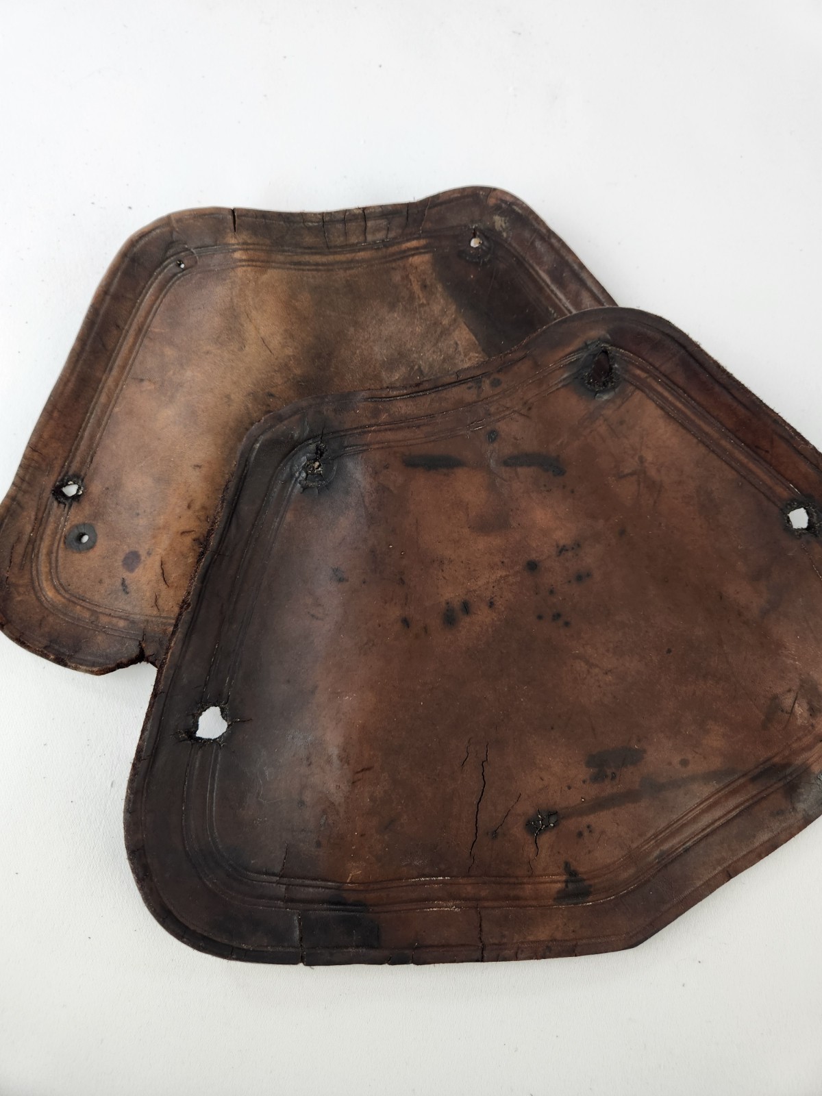 Antique Wooden Stirrups & Leather Tapaderos Boot Cover Hand Carved Horse Saddle