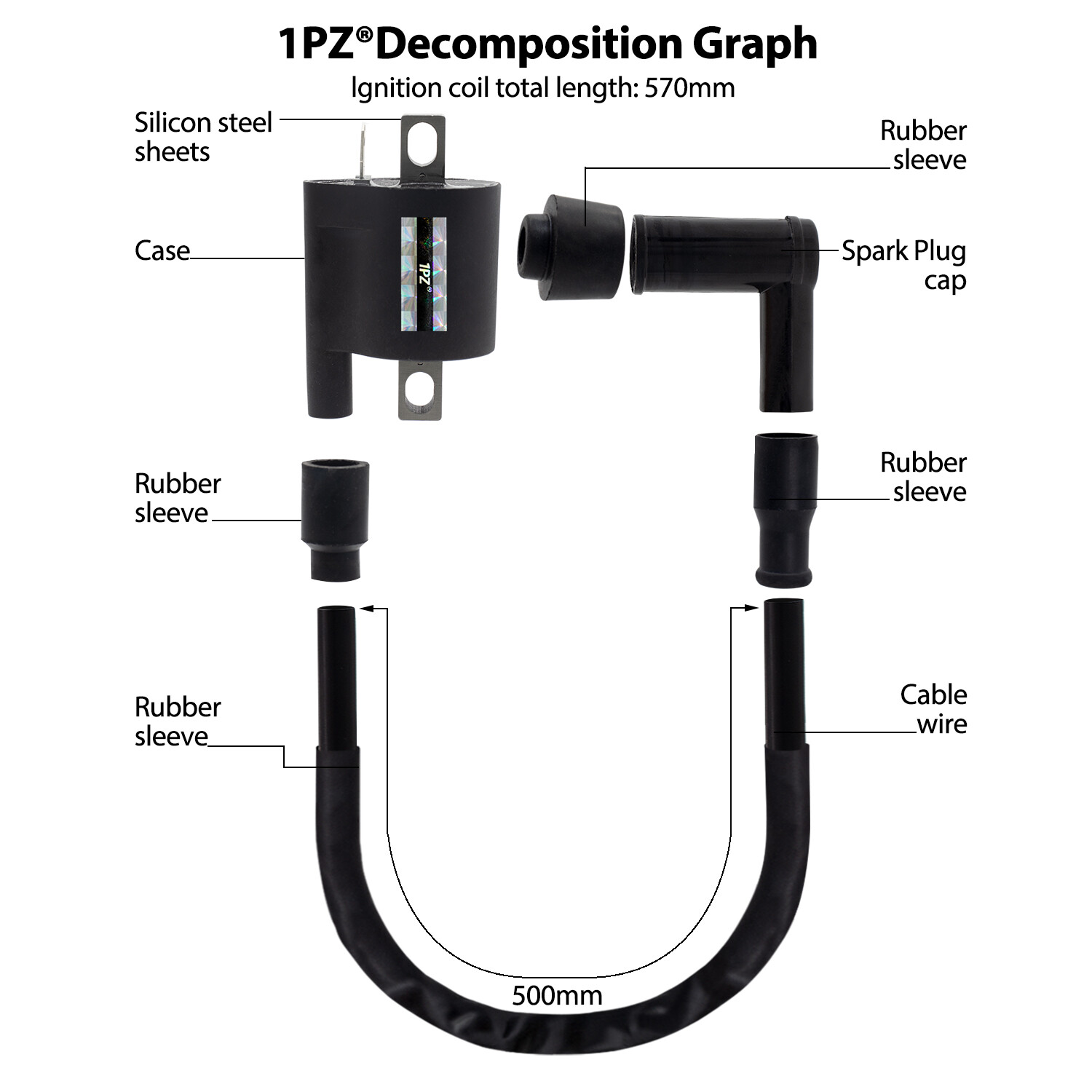 OEM Replacement Ignition Coil 12V For Yamaha YZ80 YZ125 YZ250 YZ490 Motorcycles