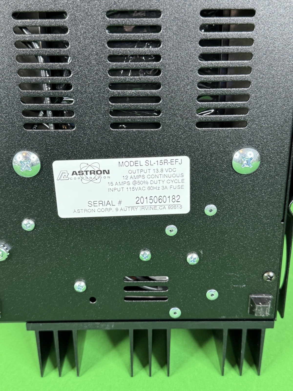 New Astron SL-15R-EFJ, 13.8 VDC 15 AMP Power Supply w EF Johnson Power Cable