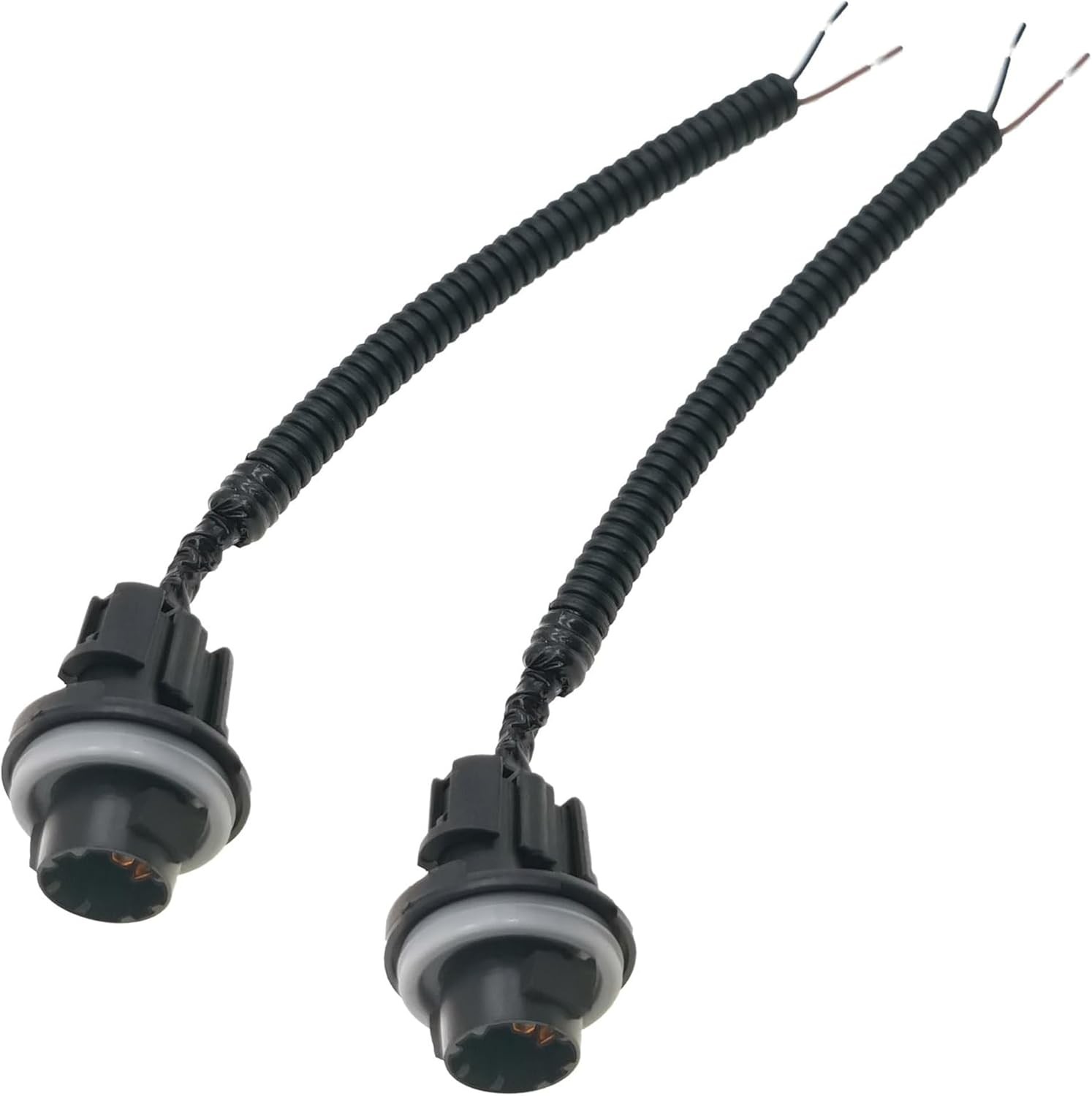 2 Pcs License Plate Light Socket Black Rear Lamp Wire Harness Assembly Compatibl