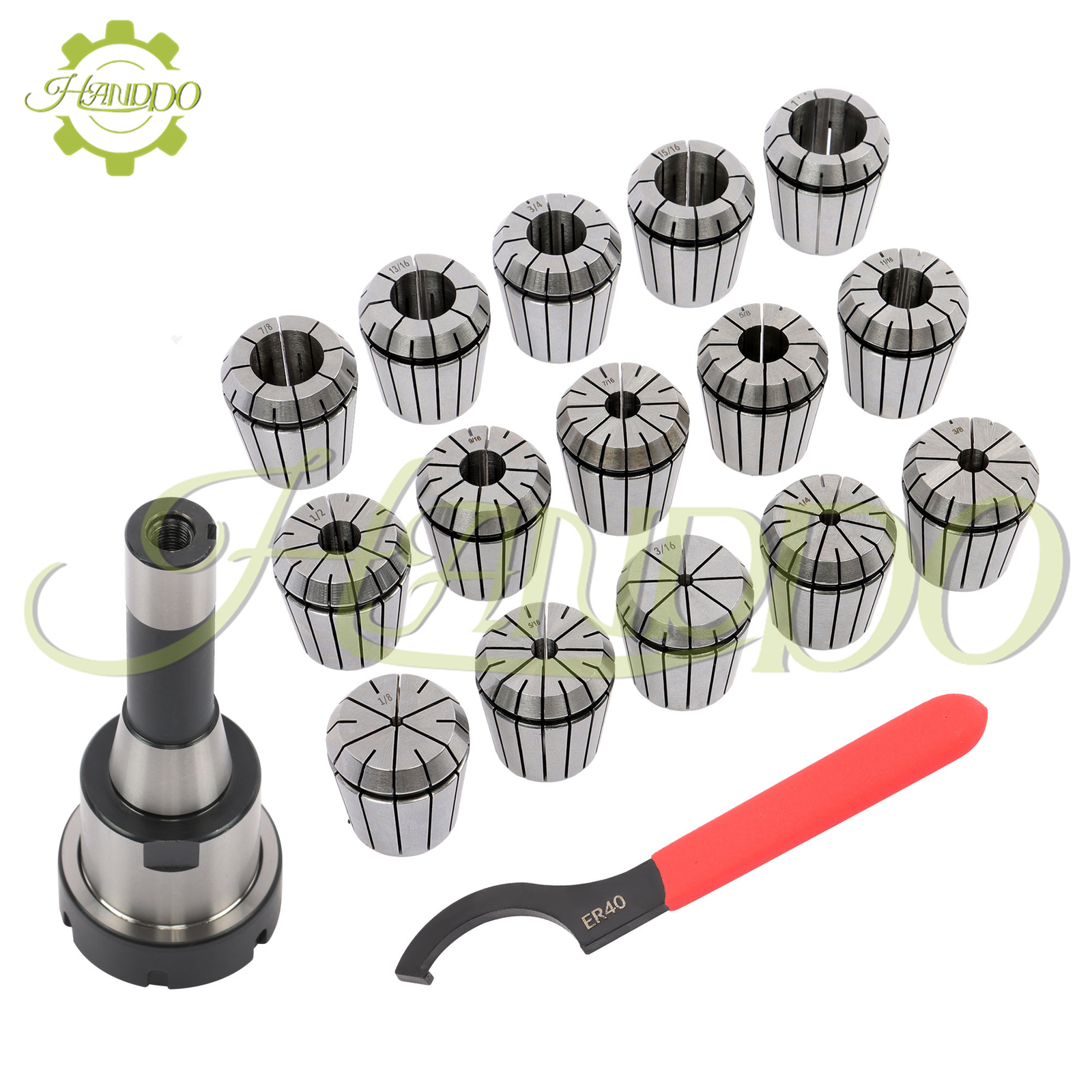 15Pcs ER40 Collet Set R8 Shank Chuck Tools for Milling Machine, lathe, Drilling