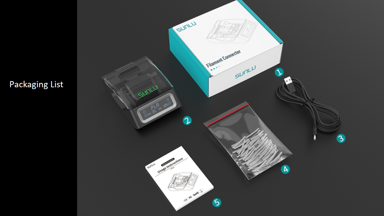 SUNLU FC01 Filament Connector for 1.75mm PLA/PETG/ABS Filaments With 400pcs PTFE