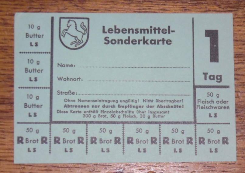 WWII German Lebensmittel-Sonderkarte Special Food Ration Card