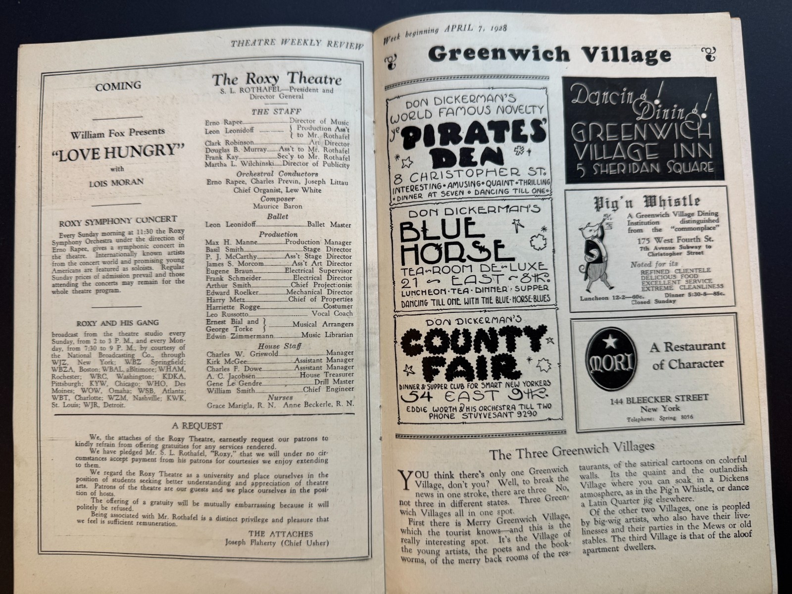 Vintage Broadway Theater Programs 1920s Art Deco Roxy, Jolsons, Majestic