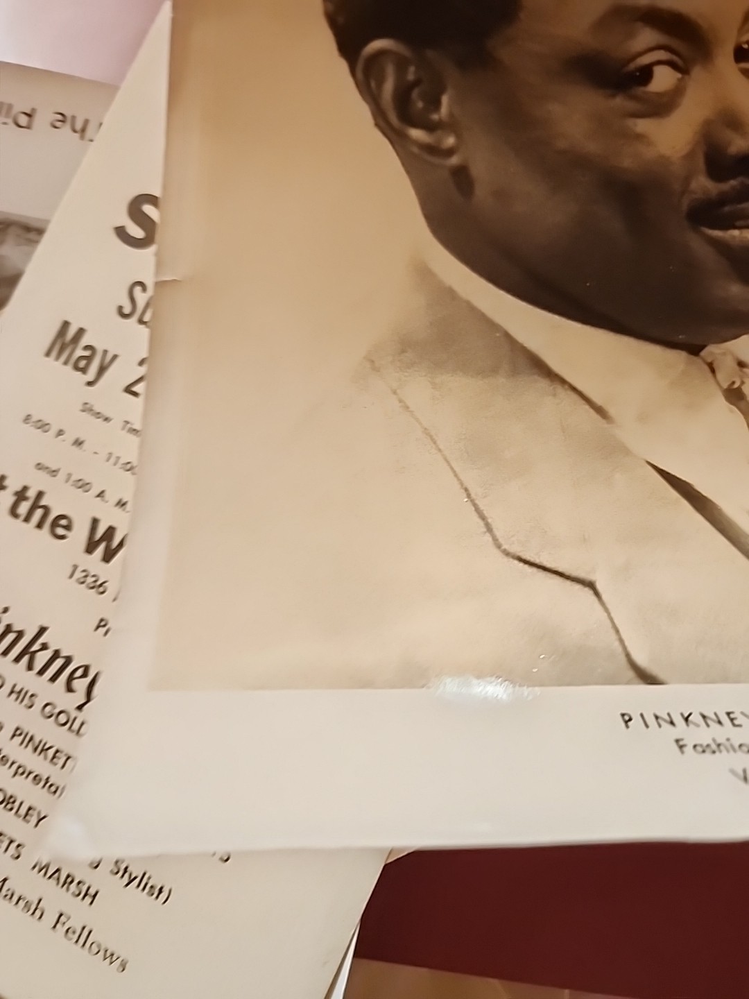 1960 PINKNEY ROBERTS FASHION PLATE EMCEE HANDBILL PRESS PHOTOS TELEGRAM VINTAGE