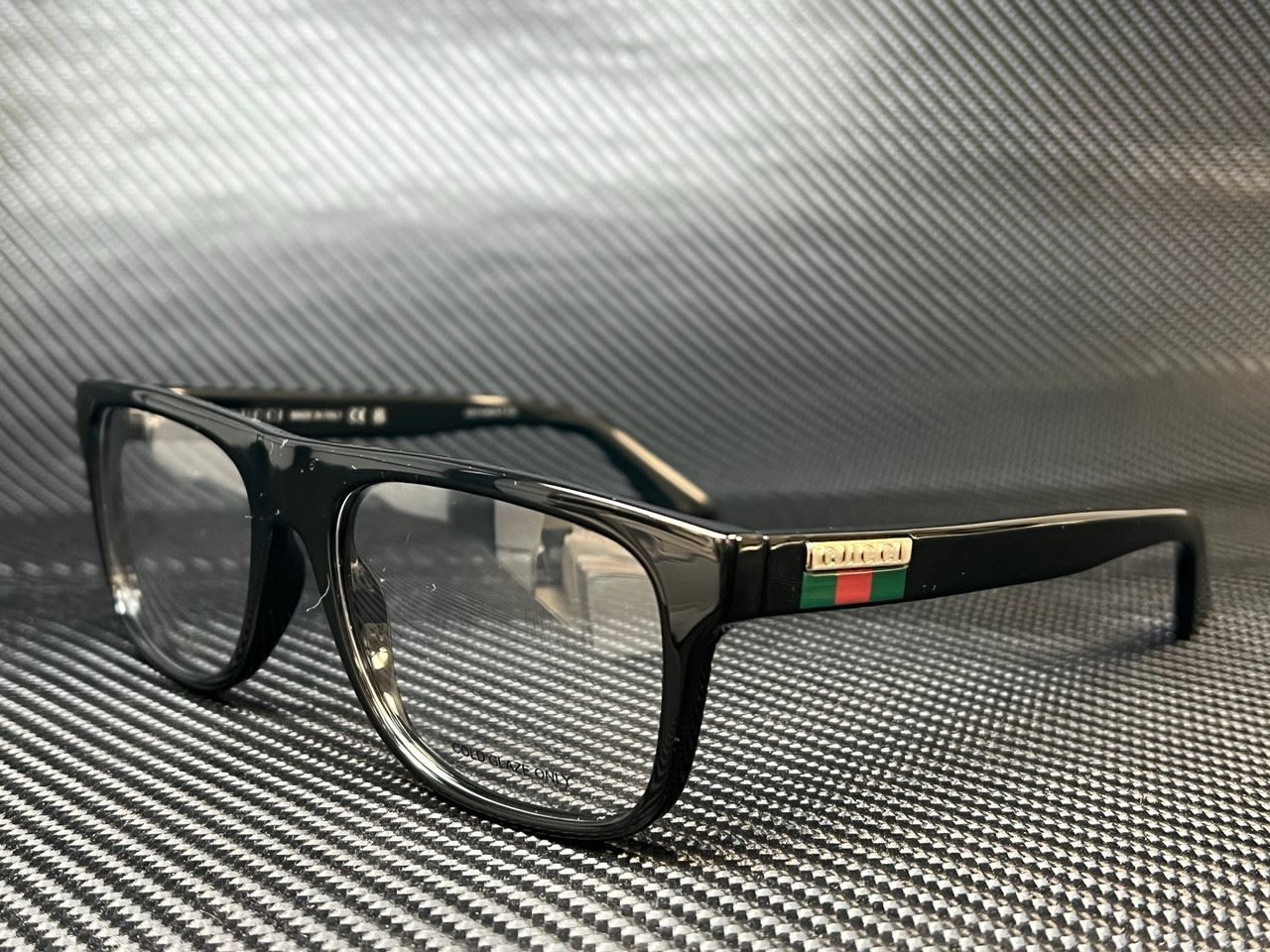 GUCCI GG1117O 001 Black Silver Men's Medium Eyeglasses