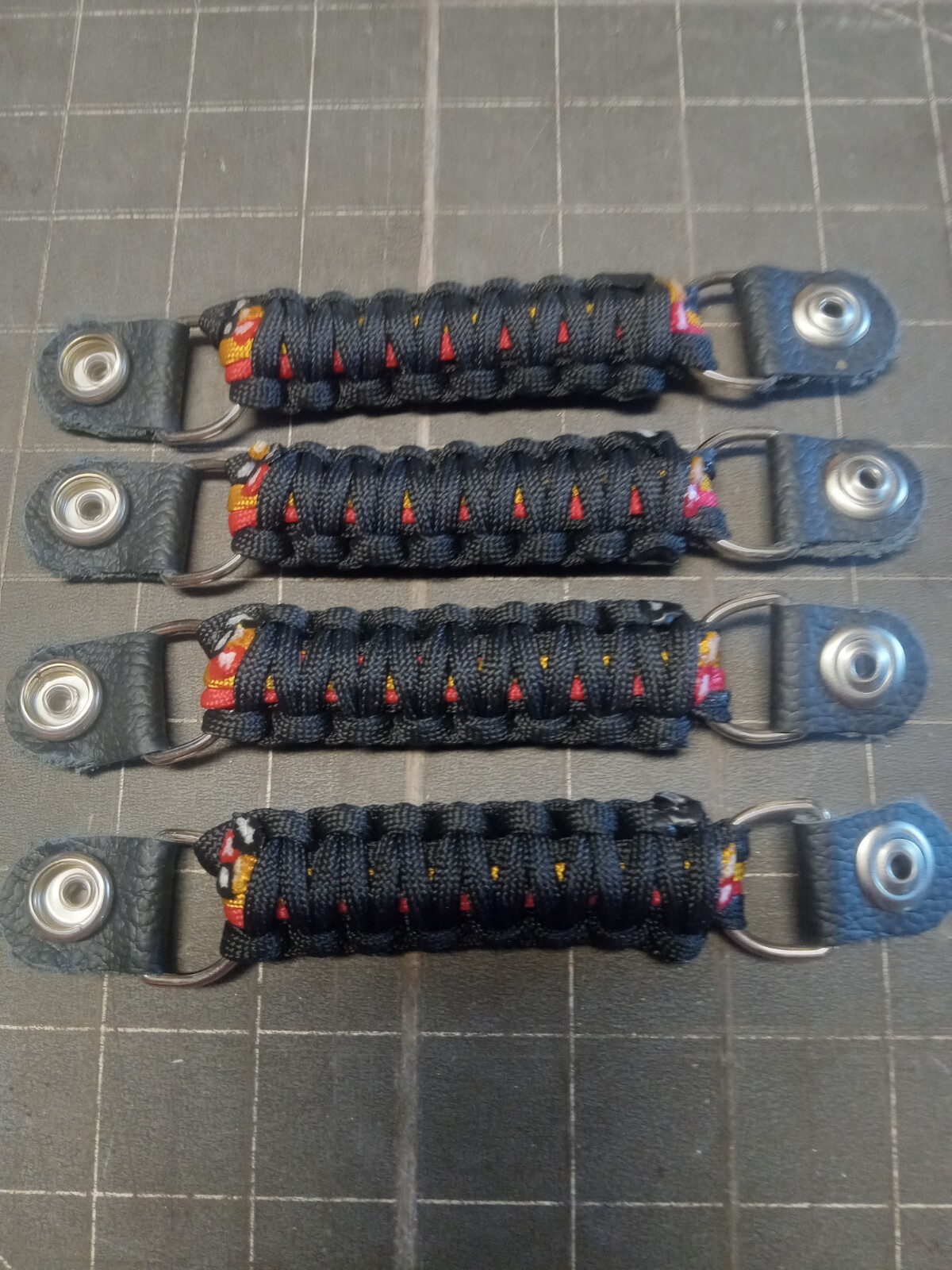 Vest extenders paracord Set of 4 extenders Lite BLACK RED & GOLD By Stitch