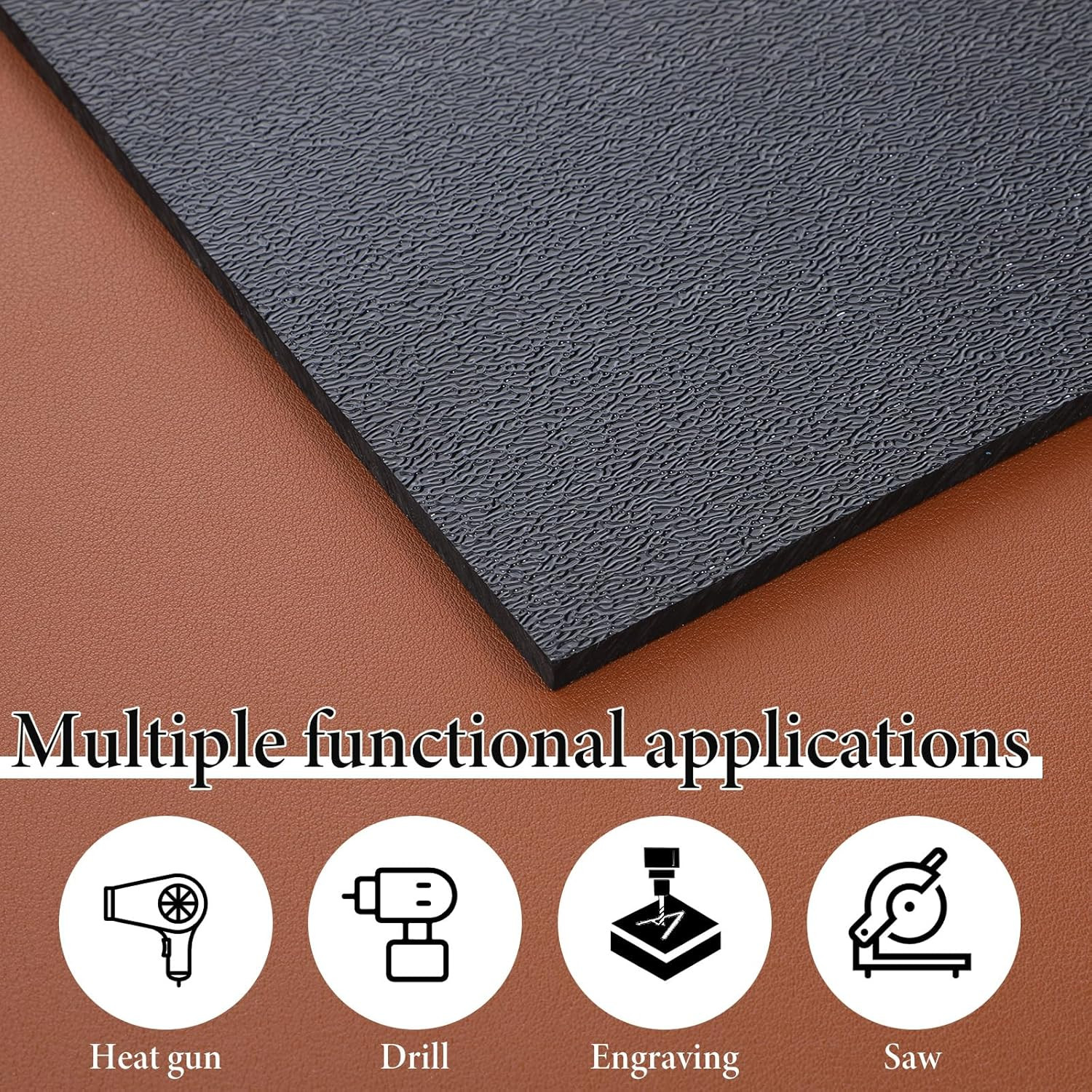 ABS Plastic Sheet 12" X 16" 1/4 Inch Thick 2-Pack Black Rigid Moldable