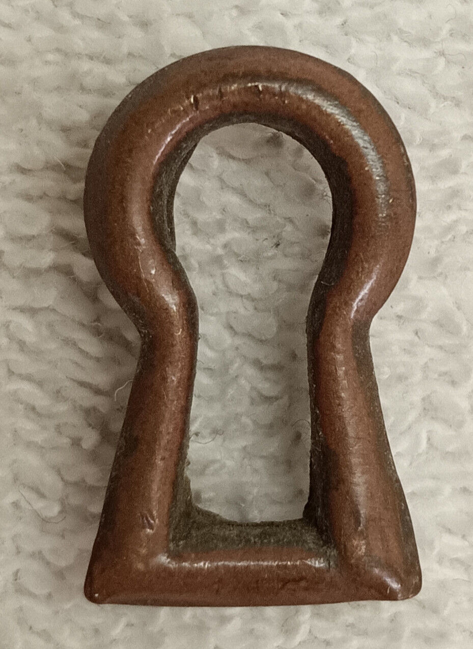 LOT OF SIX ANTIQUE FLUSH MOUNT OR INSERT BRASS ESCUTCHEON KEYHOLE COVERS