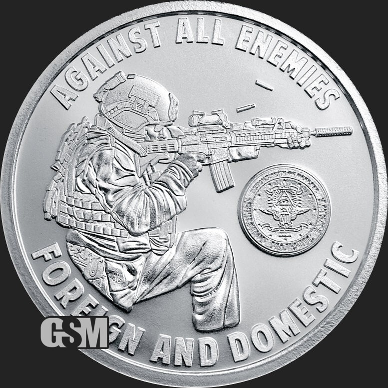 2026 - AGAINST ALL ENEMIES - 1 oz .999 FINE SILVER SHIELD BU ROUND IN STOCK!!