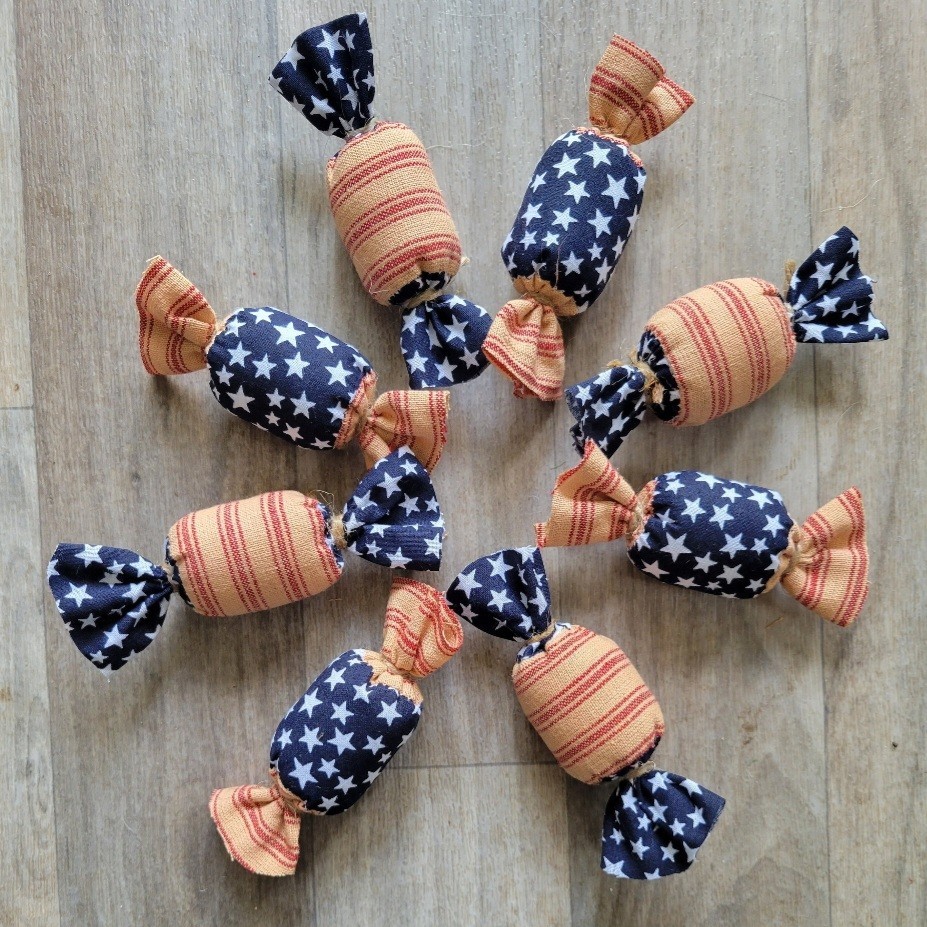 Bowl Filler Americana Patriotic Ornie Fabric 8 Pcs Candy Tier Tray Fabric Decor