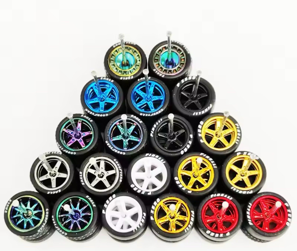 1/64 Scale Wheels & Rubber Tires (10 Sets) Real Riders fits Hot Wheels Set J