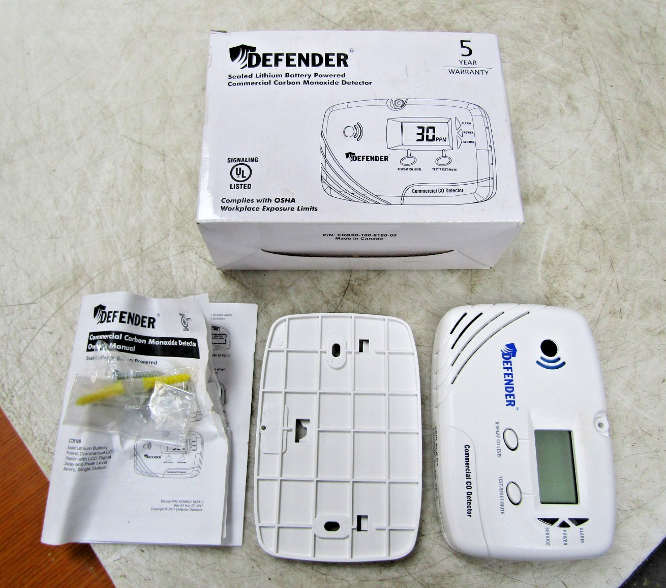 💥NEW DEFENDER CD8180 BATTERY POWERED COMMERCIAL CARBON MONOXIDE DETECTOR