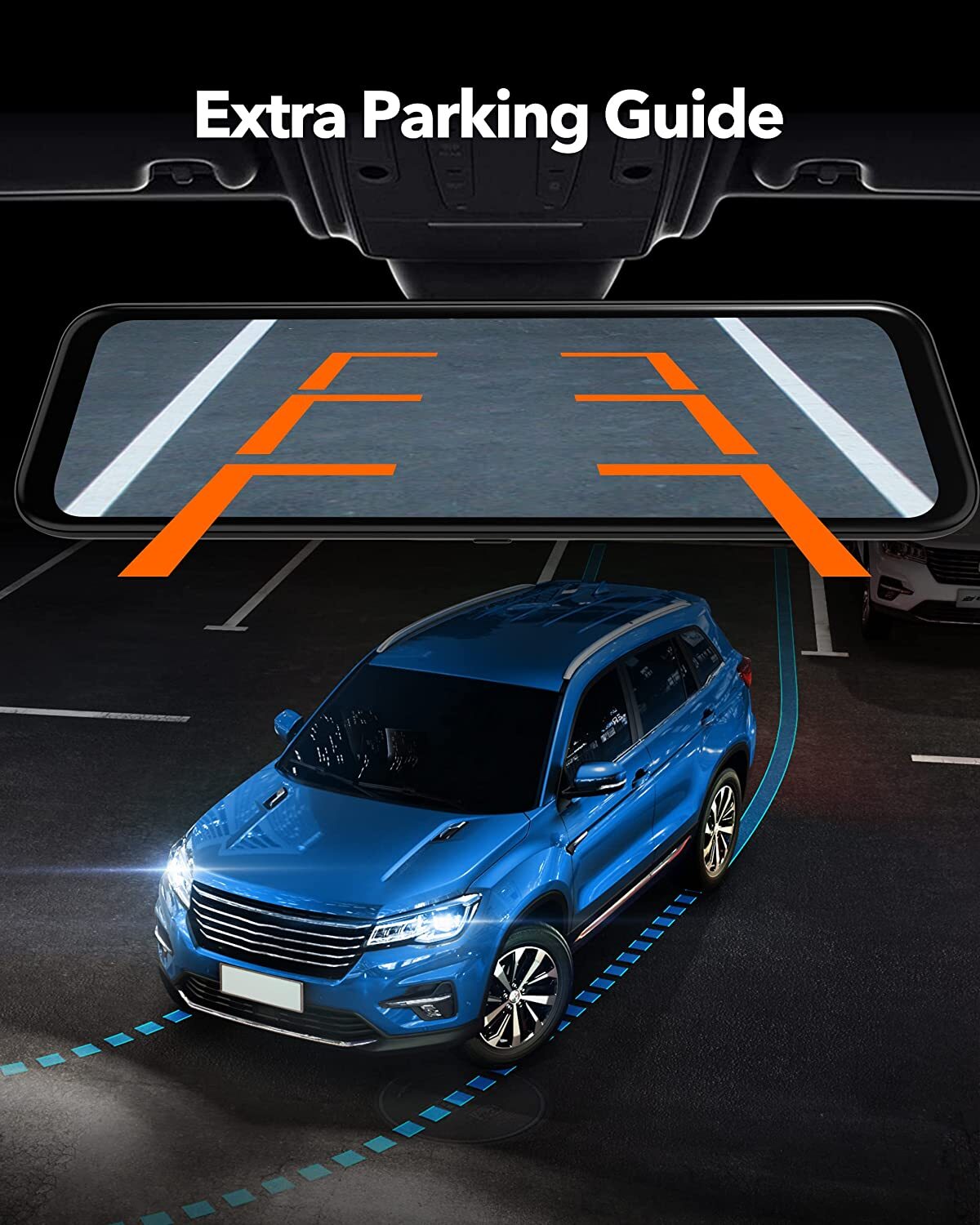 WOLFBOX 4K 12" Dash Cam Mirror GPS Car Rear View Backup Dual Camera Night Vision