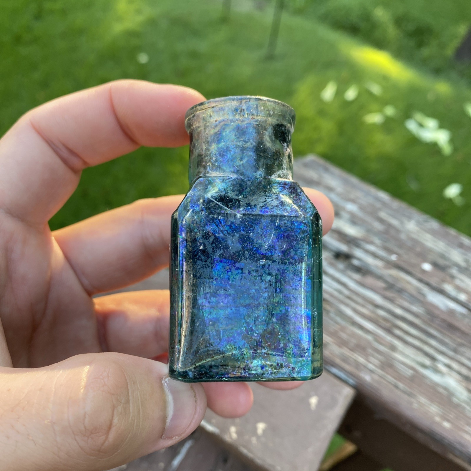 Small Aqua Cathedral Style Bottle Possibly An Ink Or Mucilage
