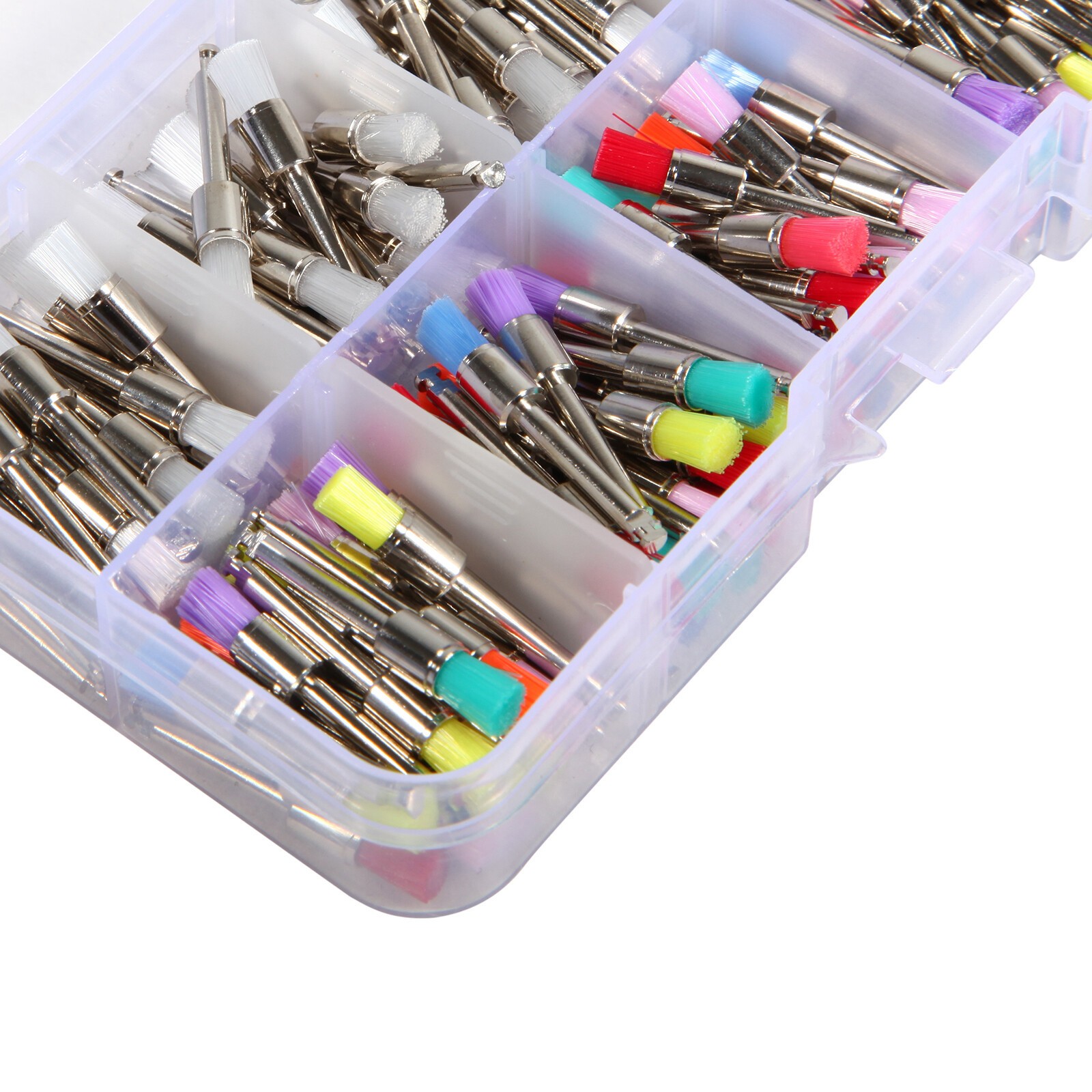 200 Pcs Dental White&Colorful Nylon Latch Flat Polishing Polisher Prophy Brushes