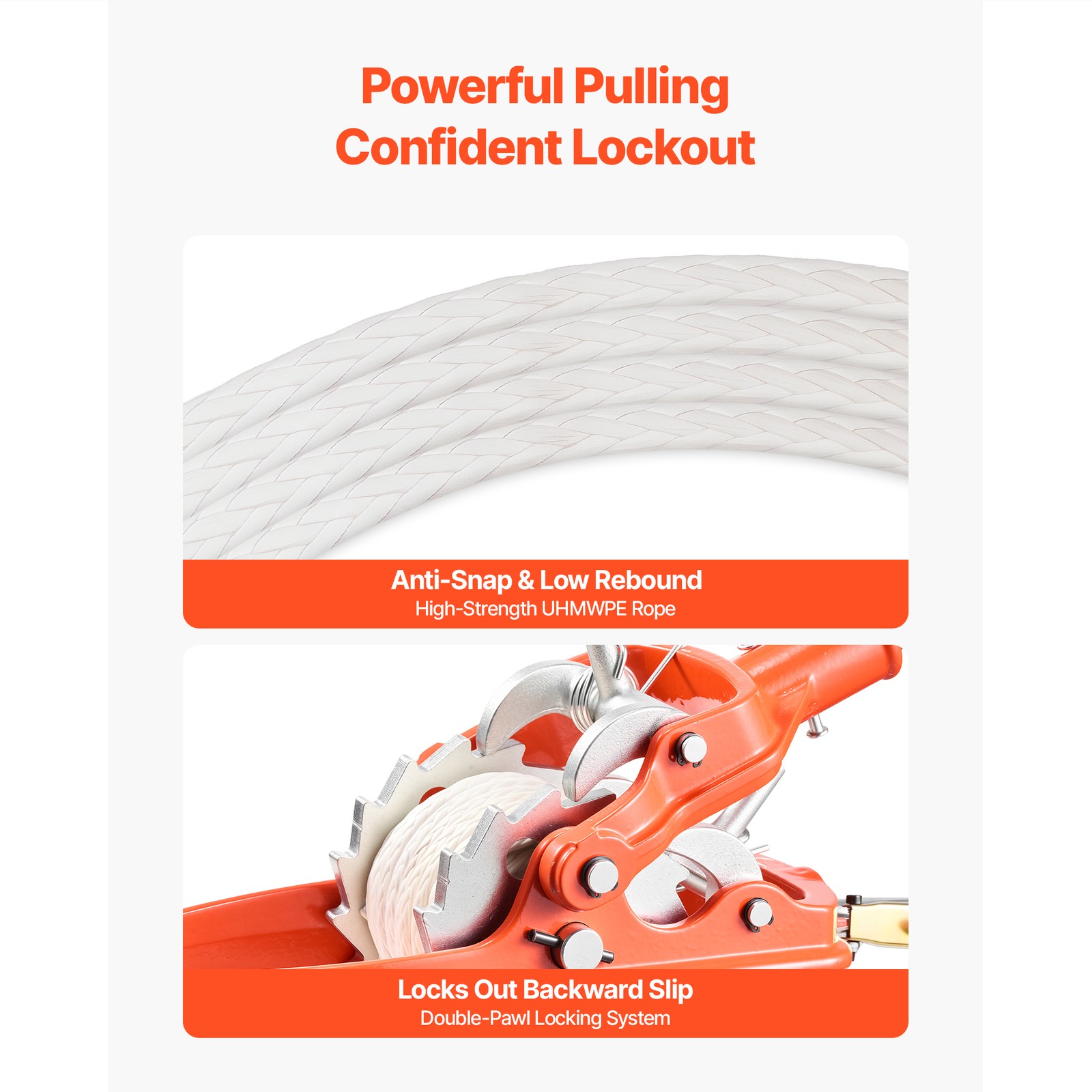 Uimoso Heavy-Duty Rope Puller with 6614 lbs Capacity and 35 ft Durable Rope