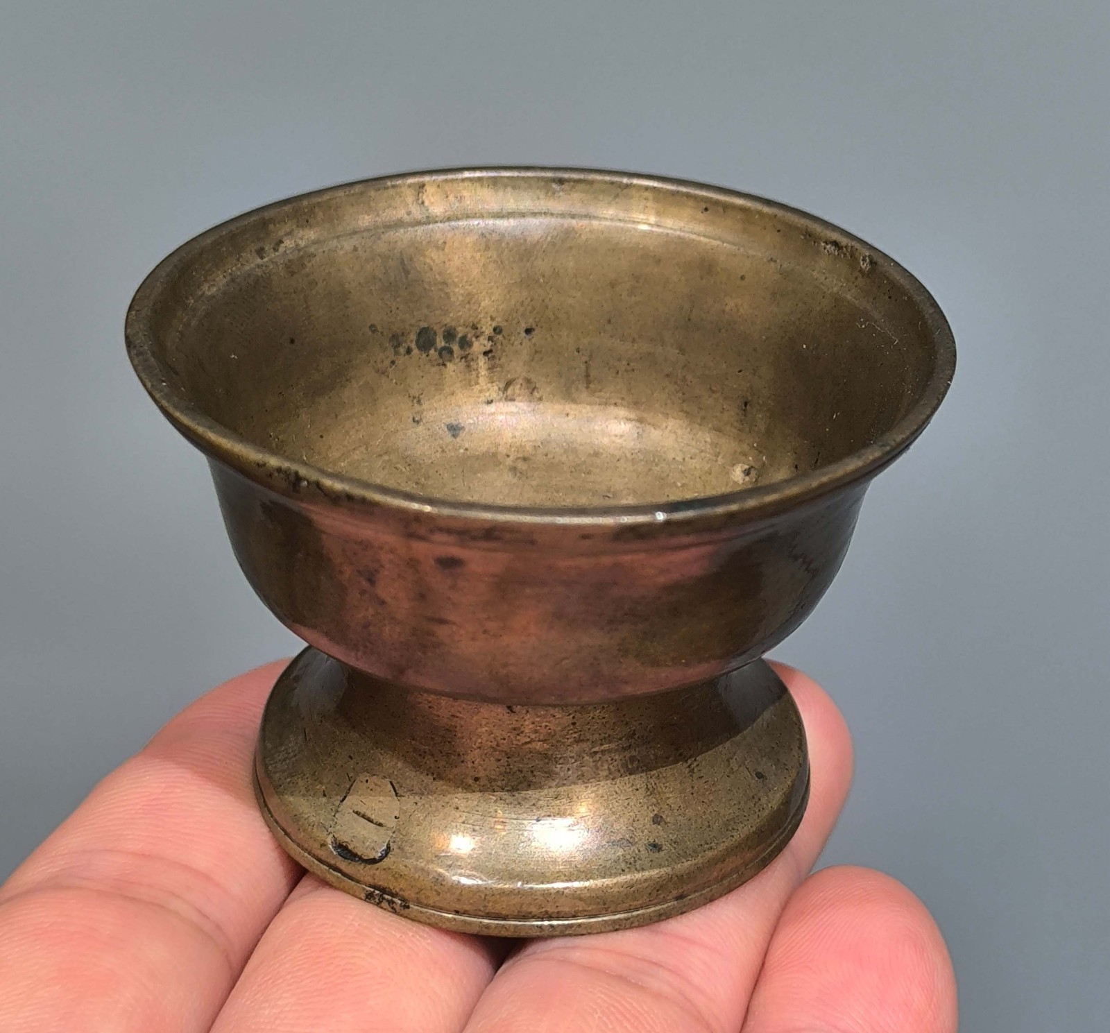 Real Tibet 18th Century Old Antique Buddhist Alloy Copper Oil Ghee Butter Lamp