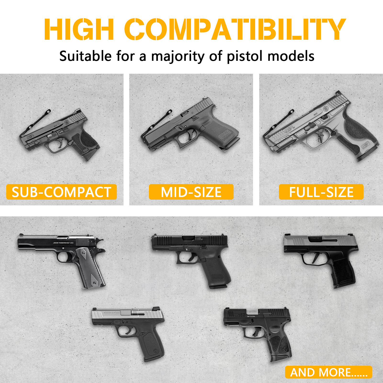 6PCS Pistol Wall Mount Handgun Rack Hooks Organizer New