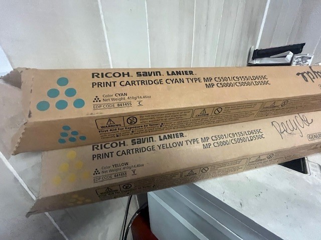 LOT OF 2 -  Ricoh MP C5501 C9155 Toner 841455 Cyan 841453  Yellow New