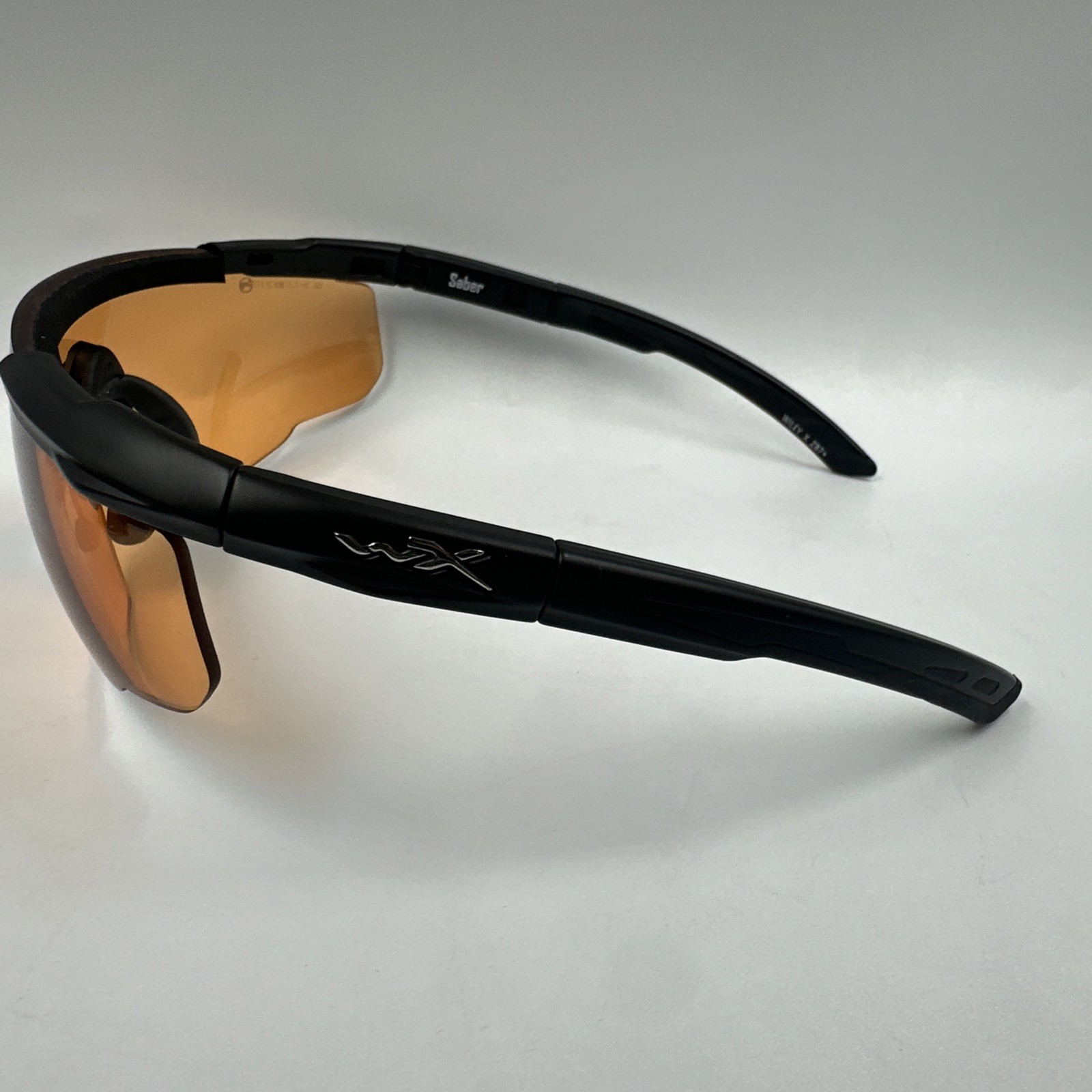 Wiley X Z87 Saber Shooting Safety Glasses Black Frame Orange Lenses w Bag, Strap