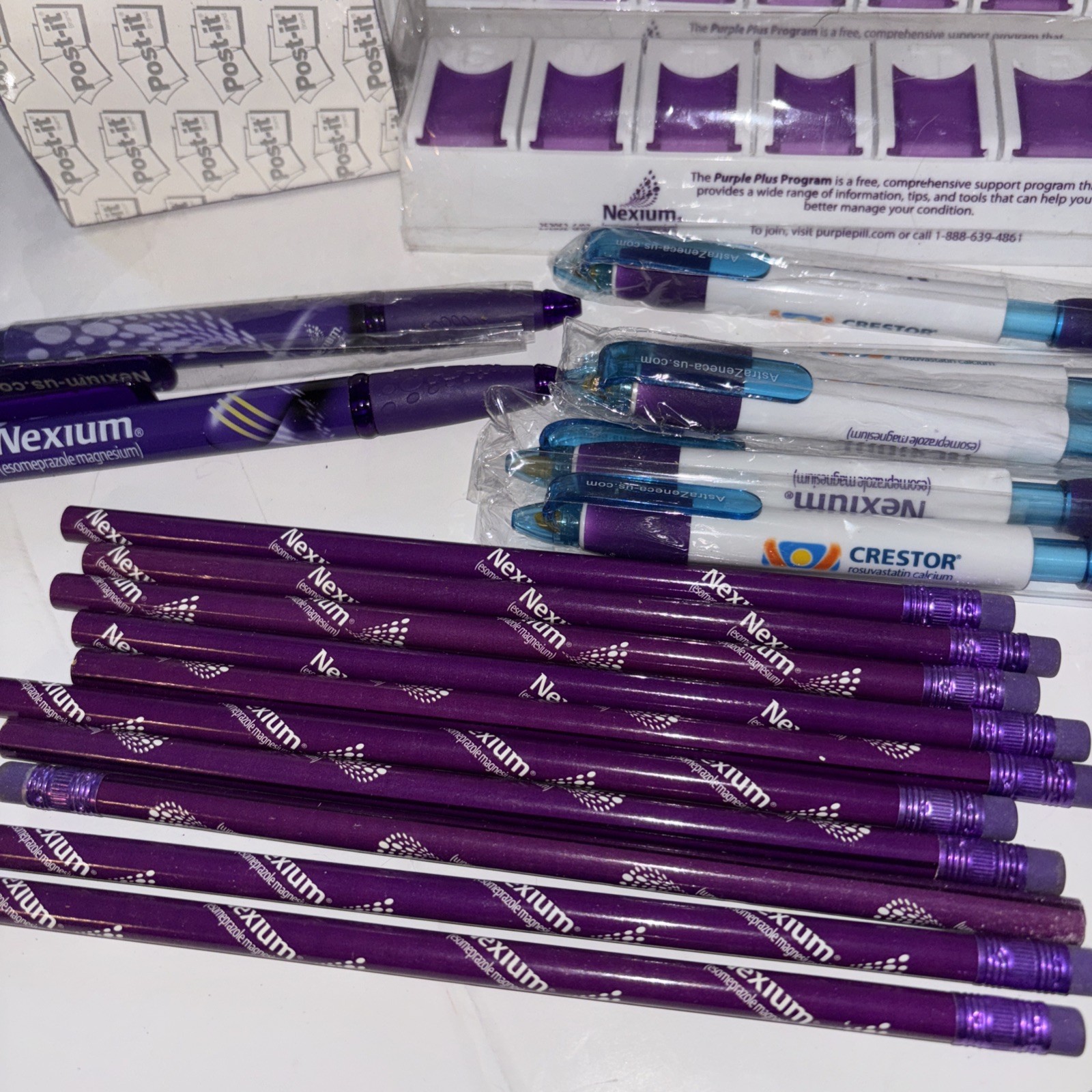 Pharmaceutical Drug Rep Promo Items Nexium Pens, Pencils, Pill Boxes Post It