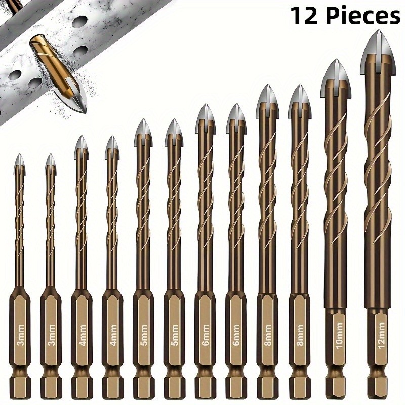 12/24pcs Heavy-Duty Masonry Drill Bit Set - Professional Construction