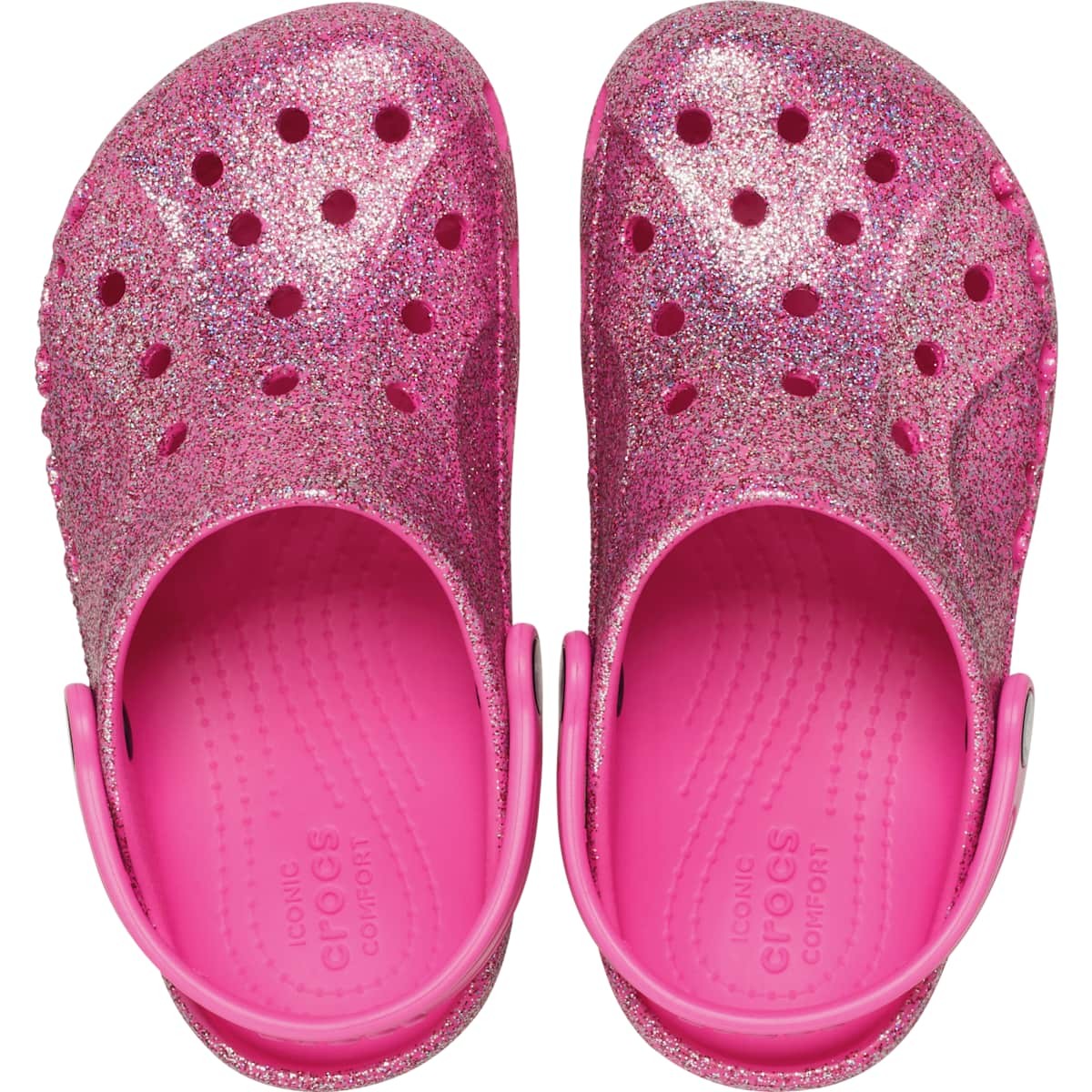 Crocs Kids Baya Glitter Clog – Lightweight, Glitter Finish, Pivot Heel Strap