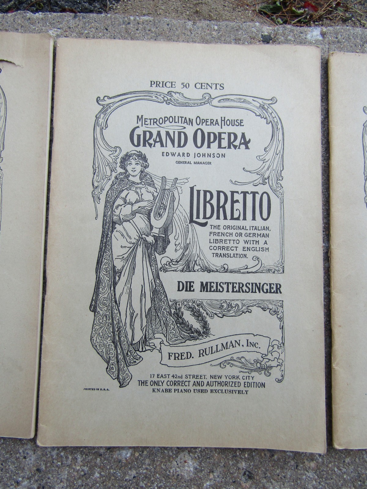 Early 1900's Lot of 3 Vintage Metropolitan Grand Opera House NY Playbill Program