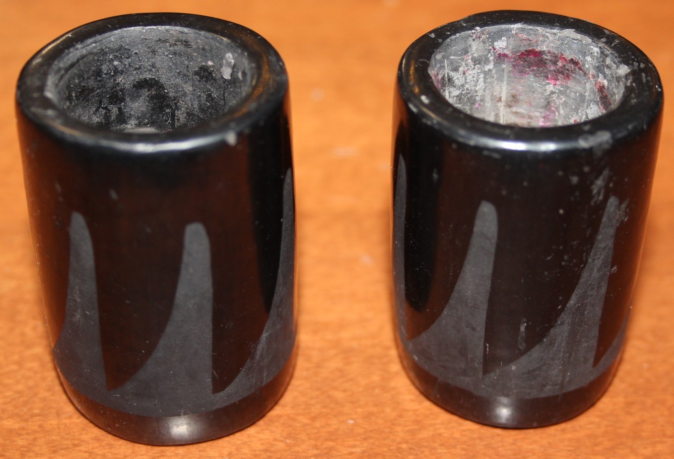 Two Vintage San Ildefonso Pottery Candlestick Holders by Tonita Roybal