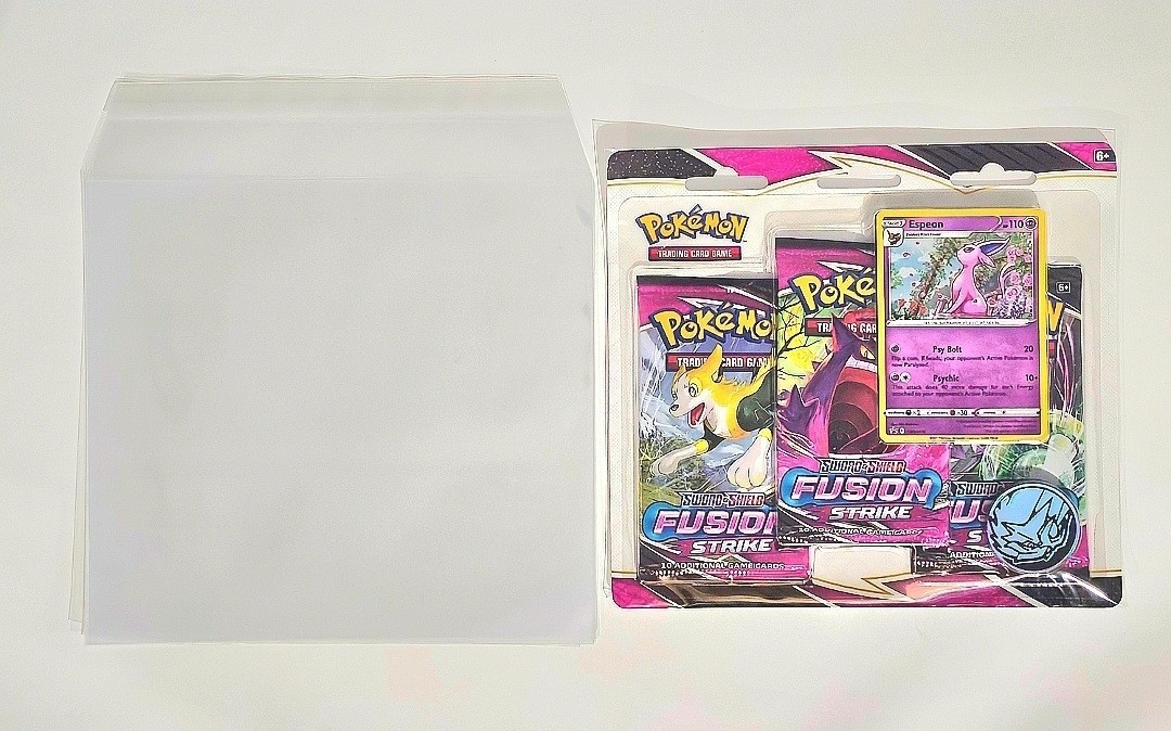 Pokemon 3 Pack Blister Booster Pack Protective Sleeves x50 Self Sealing Clear