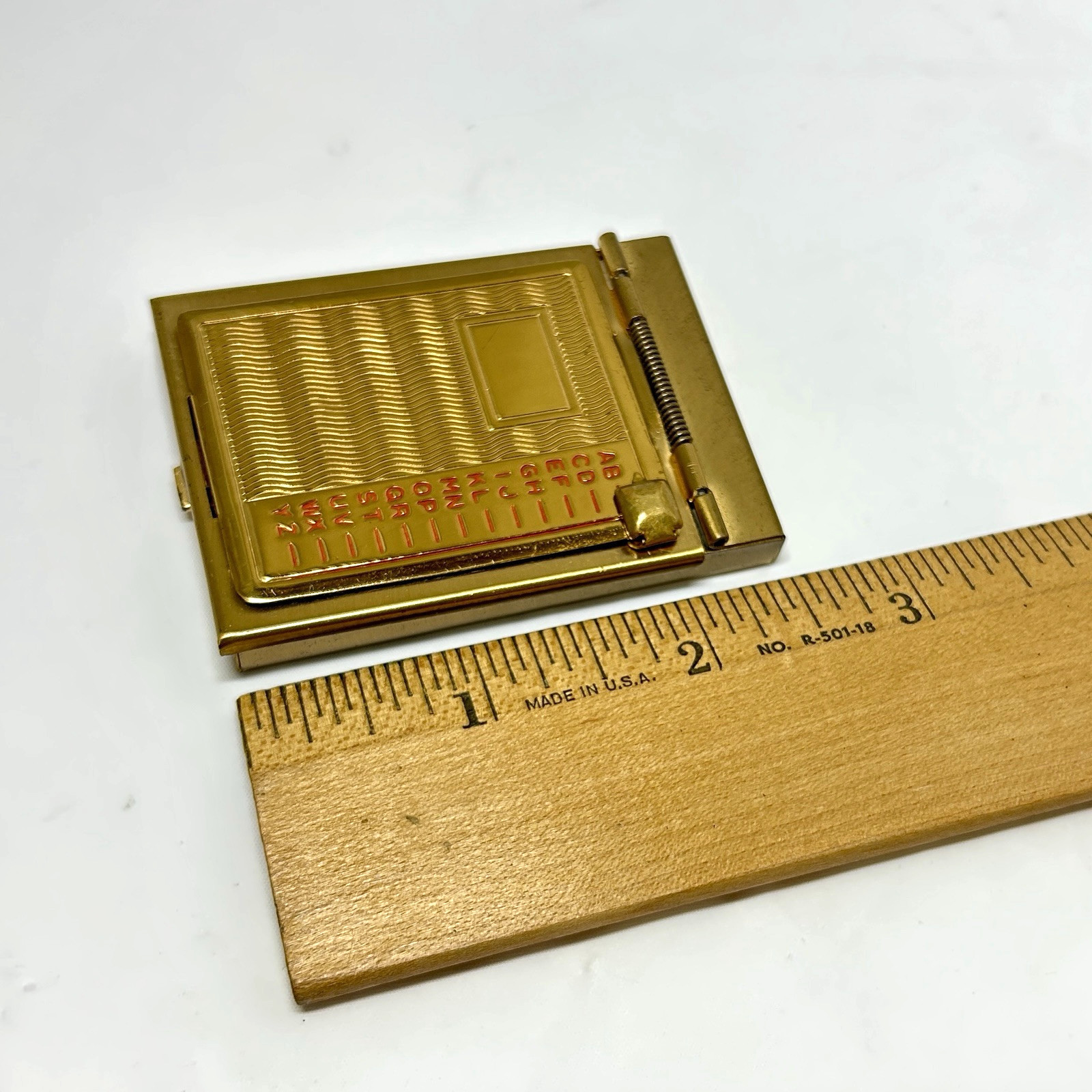 Vintage Mini Flip Up Pocket Rolodex Address Phone Book Brass Gold Tone