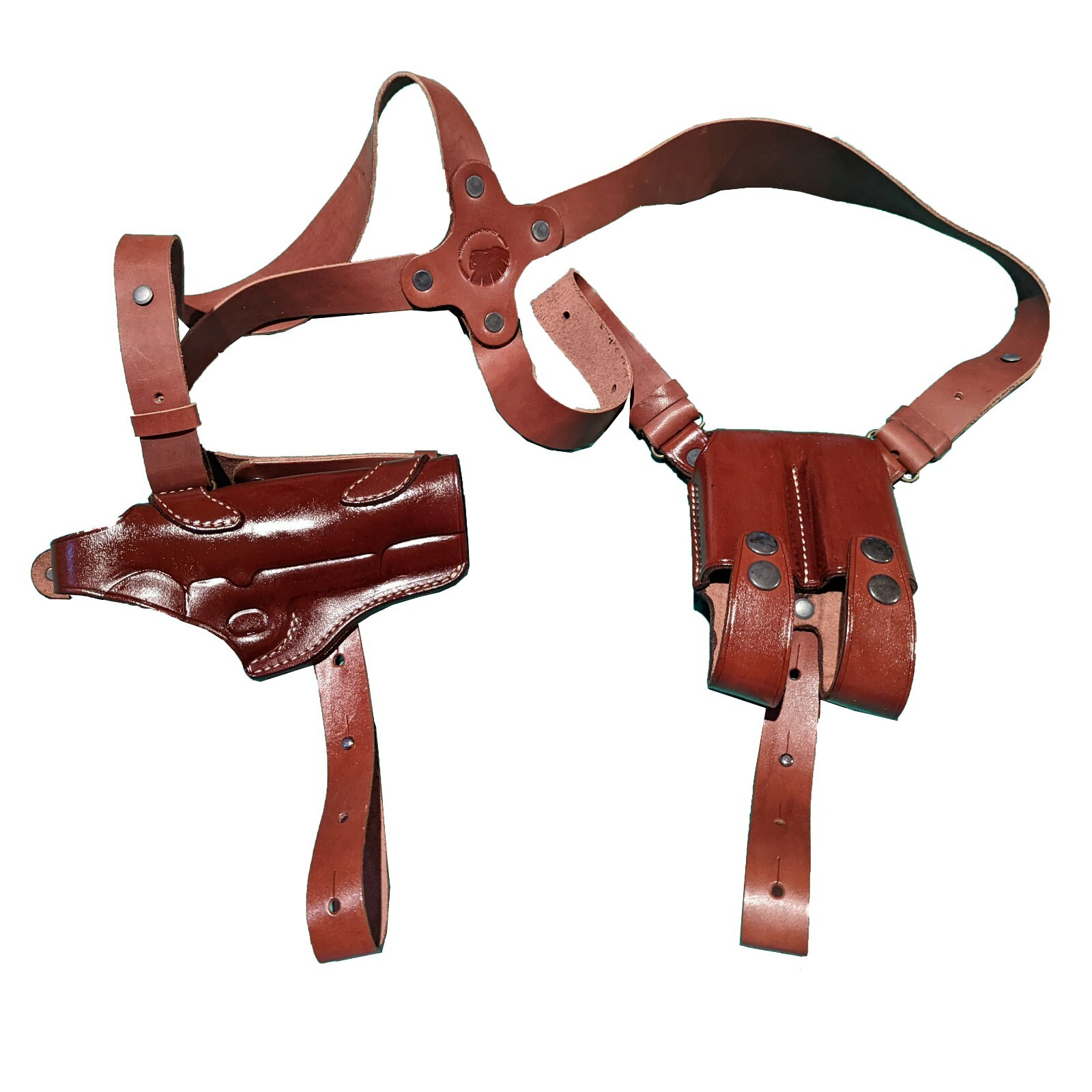Leather Horizontal Shoulder Holster with double magazine for Colt 1911