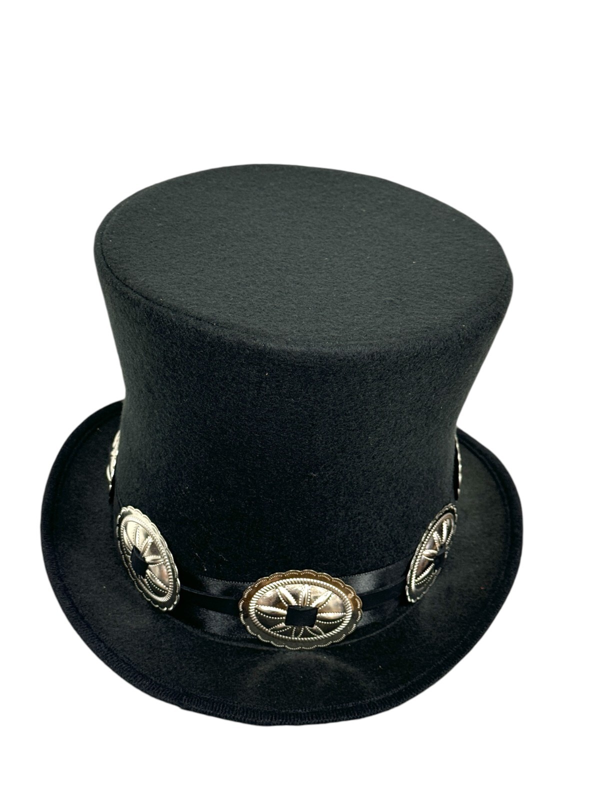 ROCK STAR PLAIN TOP HAT CONCHO LEATHER BAND VICTORIAN MAD HATTER USA MADE
