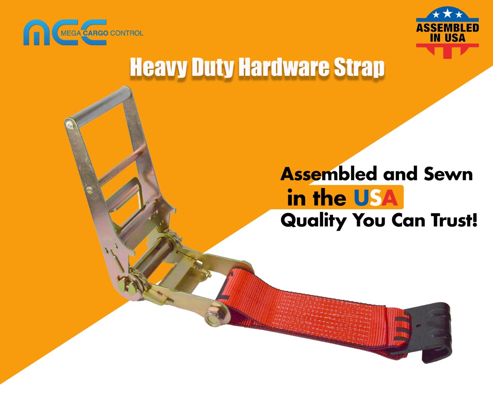 USA 3" & 4" Ratchet Tie Down Short Fixed End Strap w/Flat Hook for Flatbed Truck