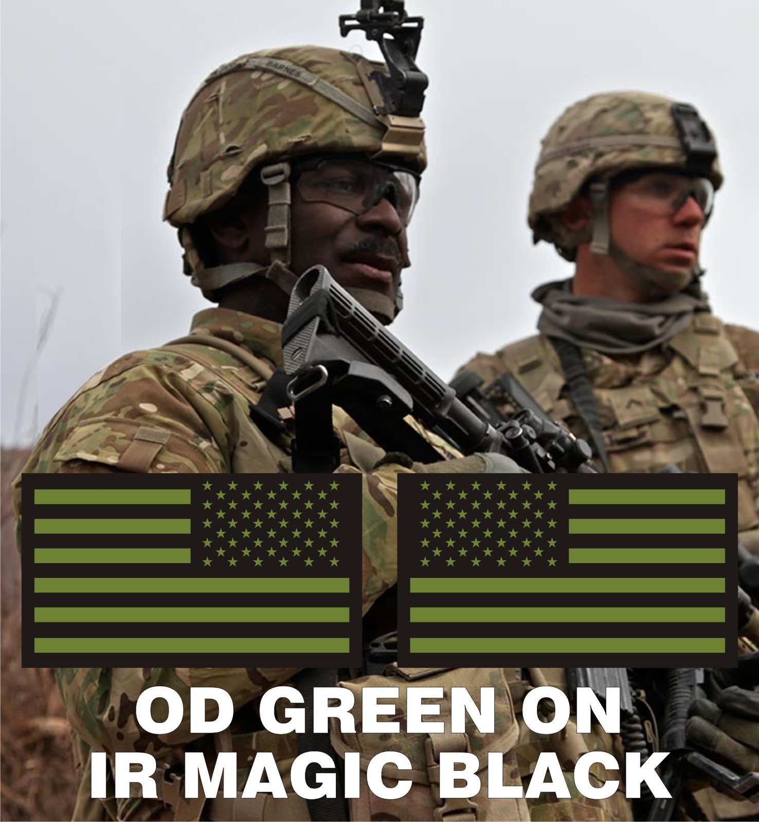 USA FLAG SET OD Green on IR MB SolasX PATCH 3.5"X2" WITH VELCRO® BRAND FASTENER
