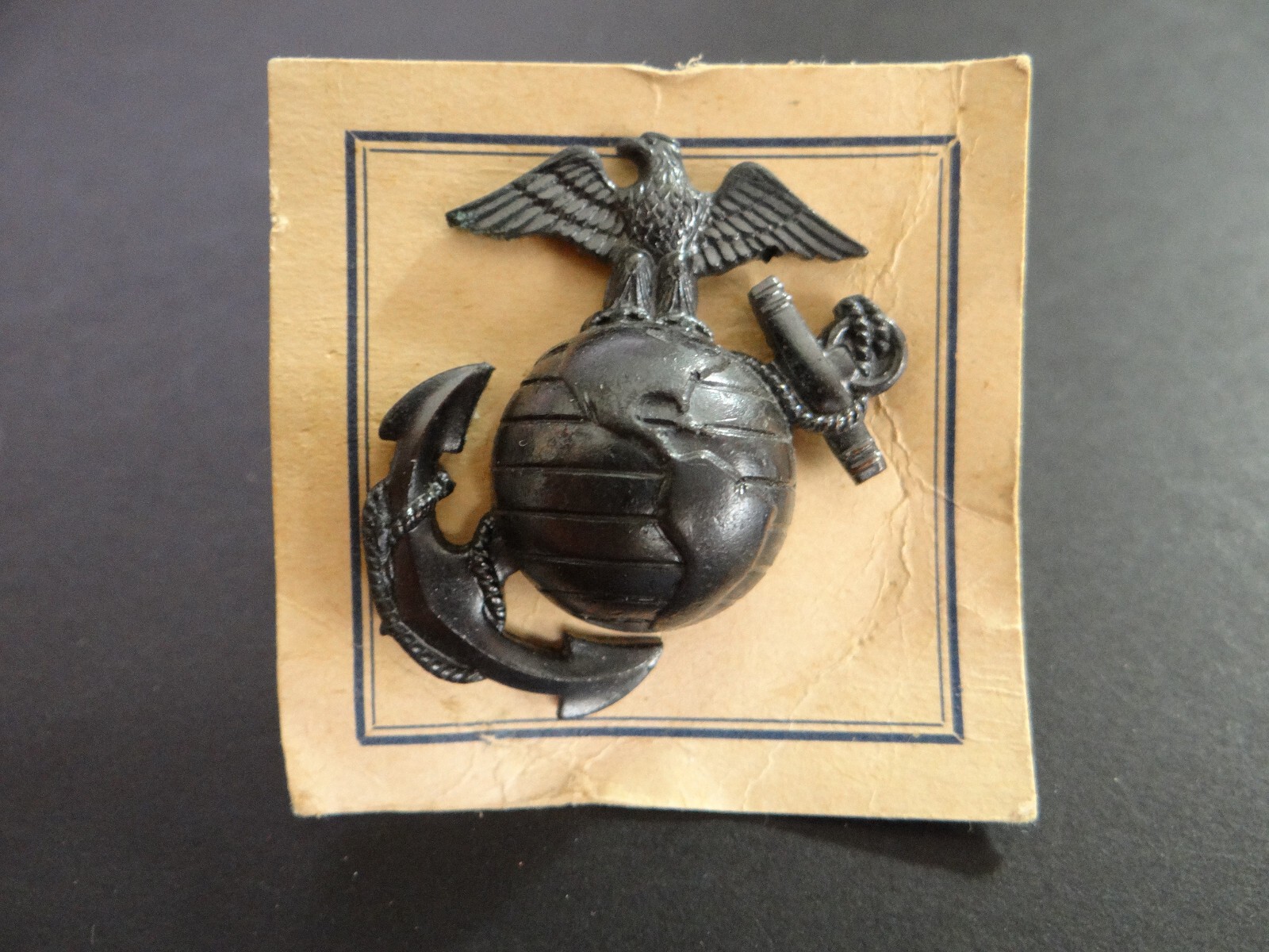 WWII USMC US Marine Corps 1937 Pattern Enlisted EGA Hat Cap Badge Pin