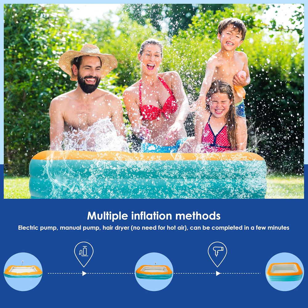 Family Inflatable Swimming Pool for Kids Adults Thickened Large 102" x 63" x 22"
