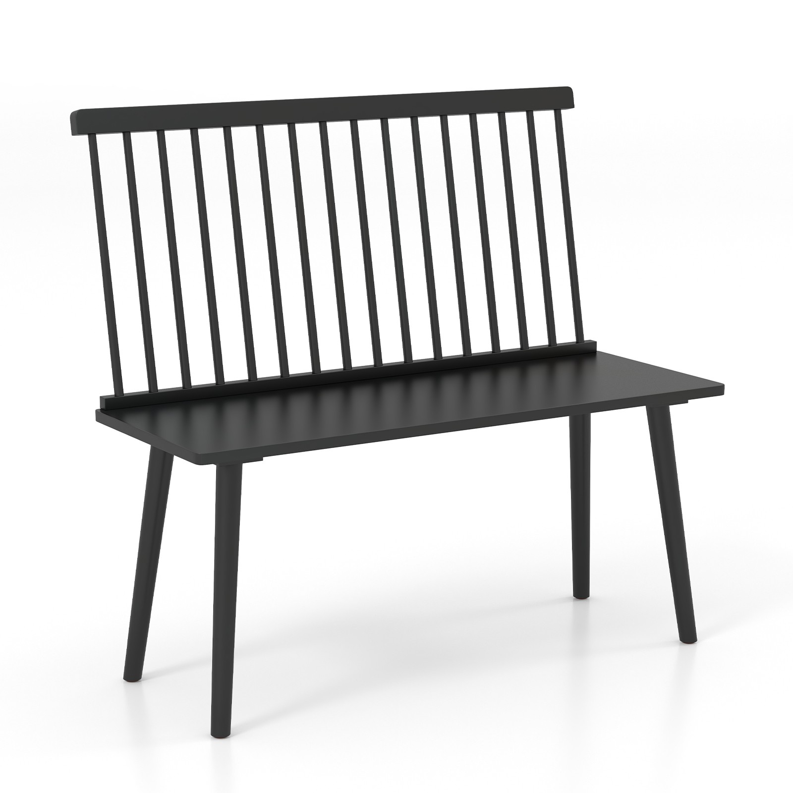 Entryway Bench for 2 Windsor Rubber Wood Dining Bench with Spindle Back Black