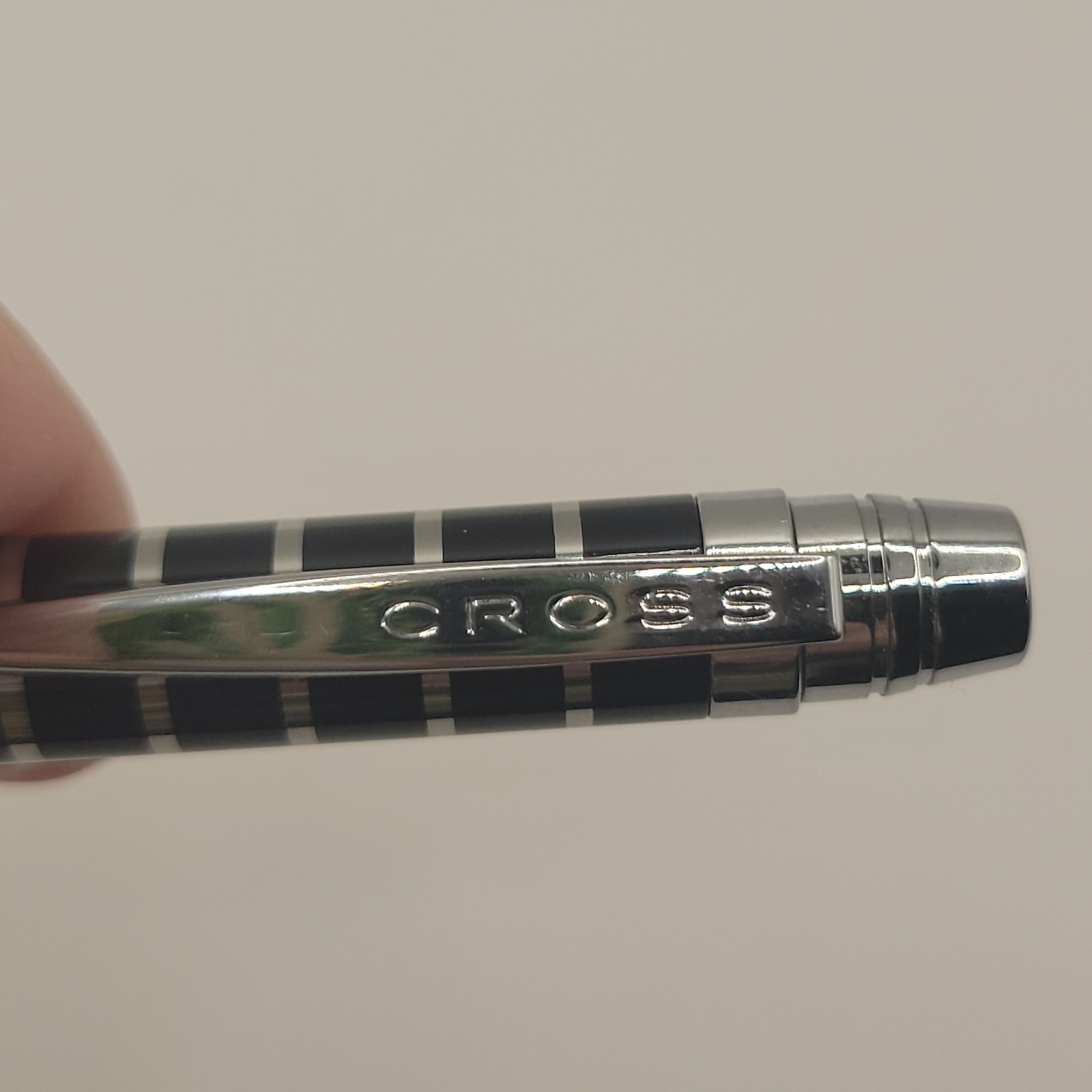 Vintage Cross Helios Black & Chrome Striped Ball-Point Pen Black Ink Works